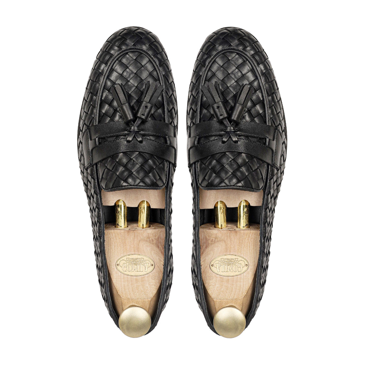 Bralton - Men's Black Hand Woven Calf Leather Loafer