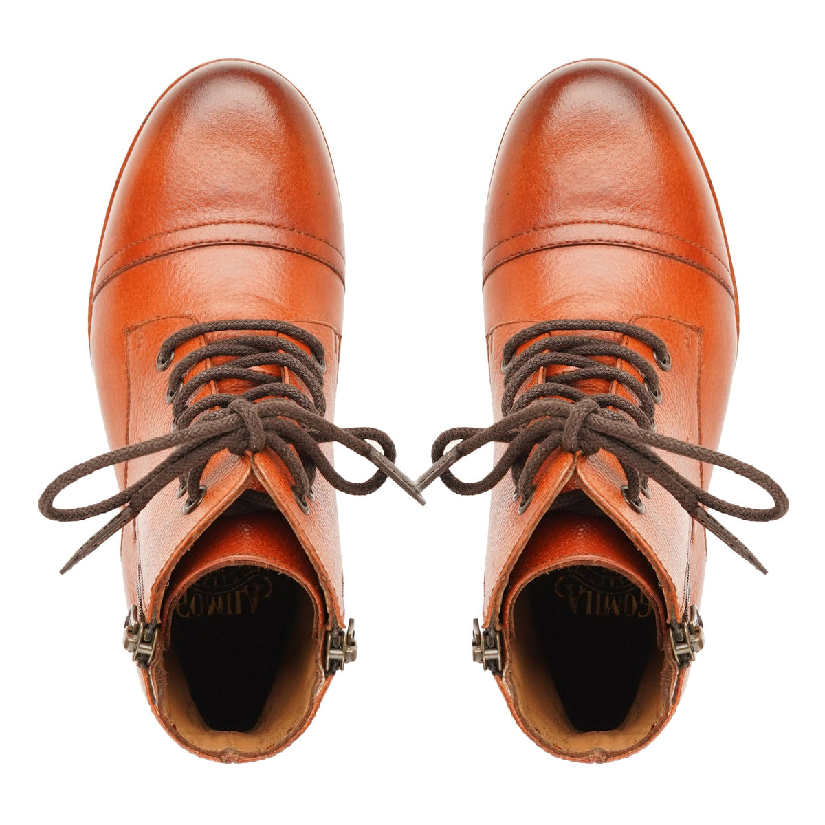 Sara - Ladies Tan Pebble Grain Leather Ankle Boot