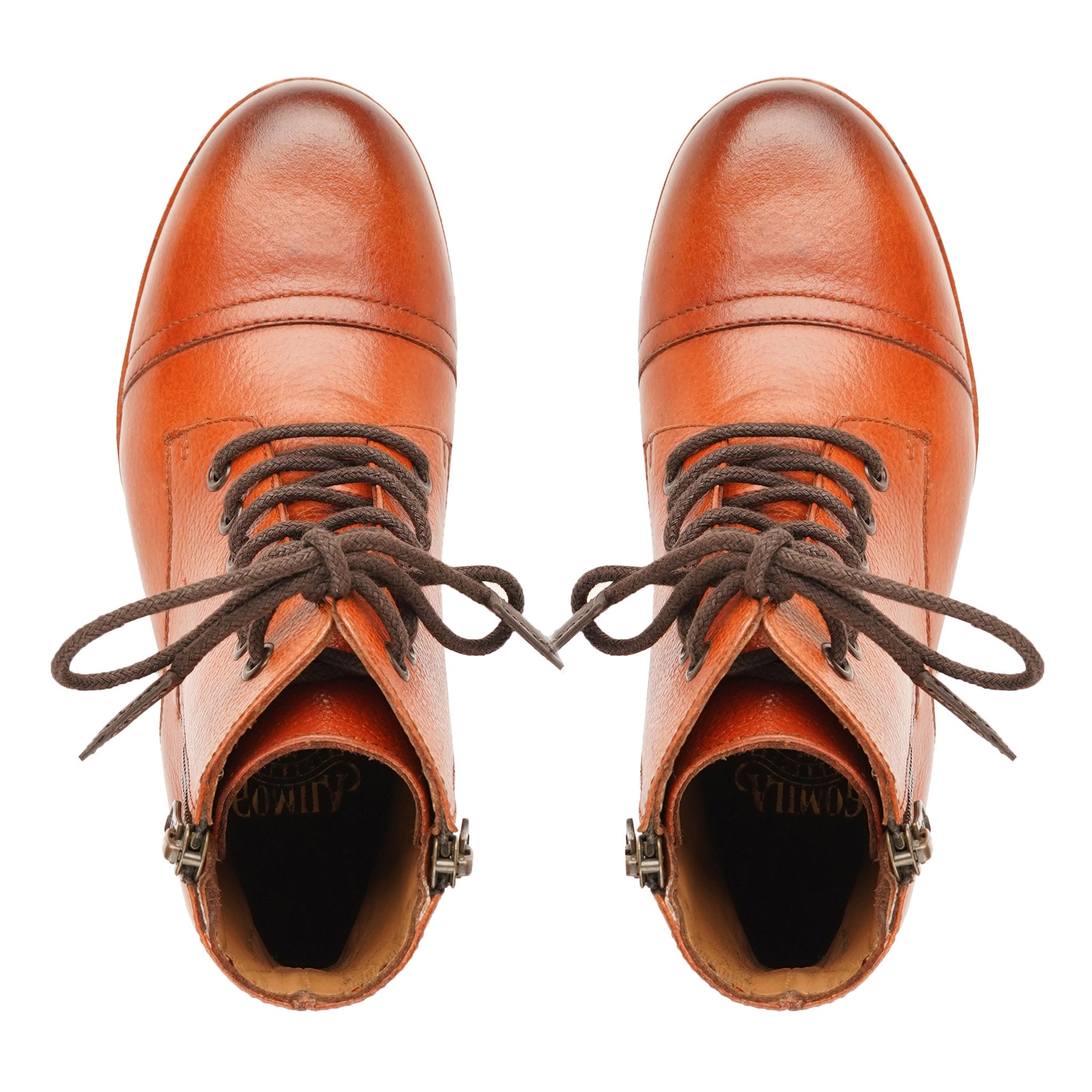 Sara - Ladies Tan Pebble Grain Leather Ankle Boot