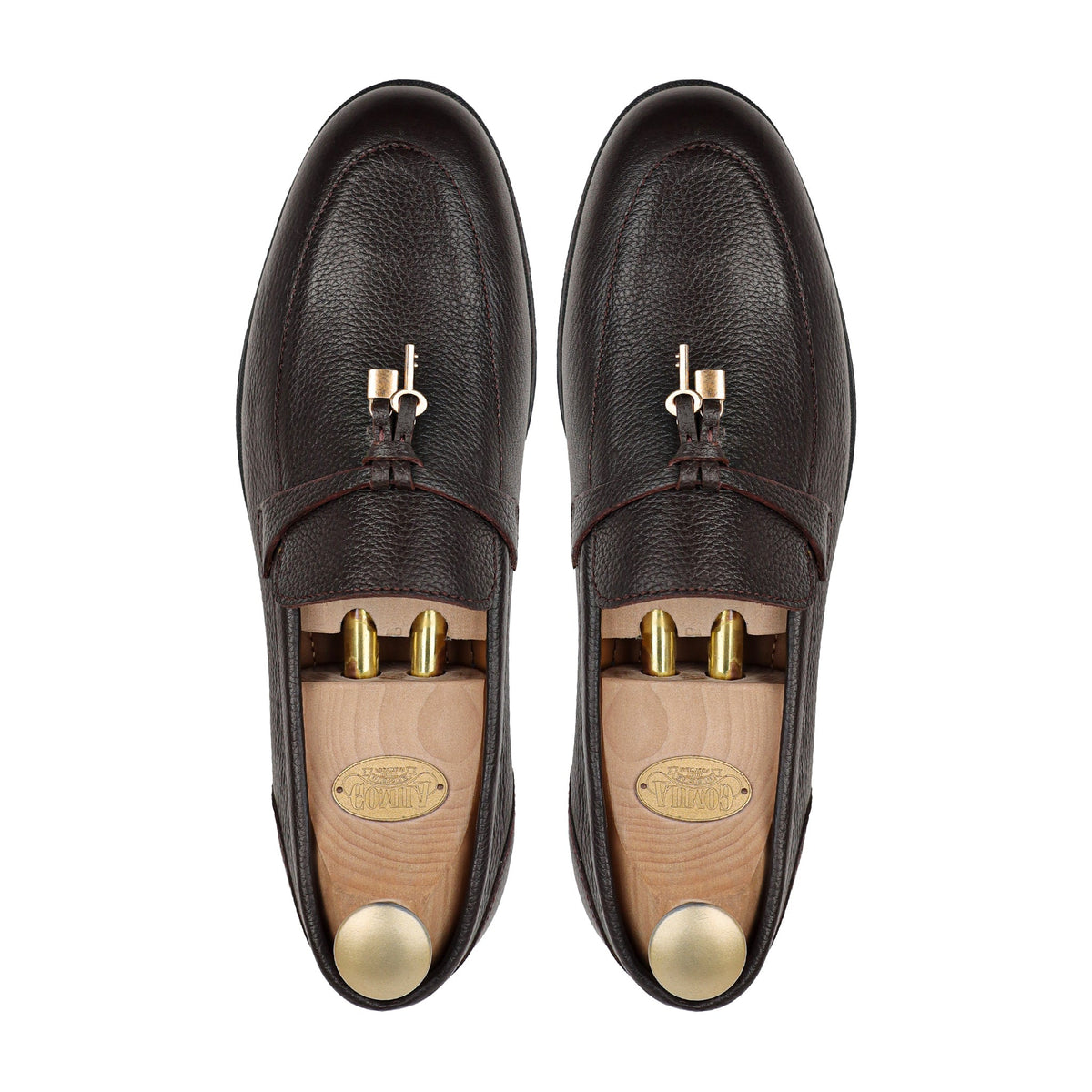 Brent - Men's Dark Brown Pebble Grain Leather Loafer