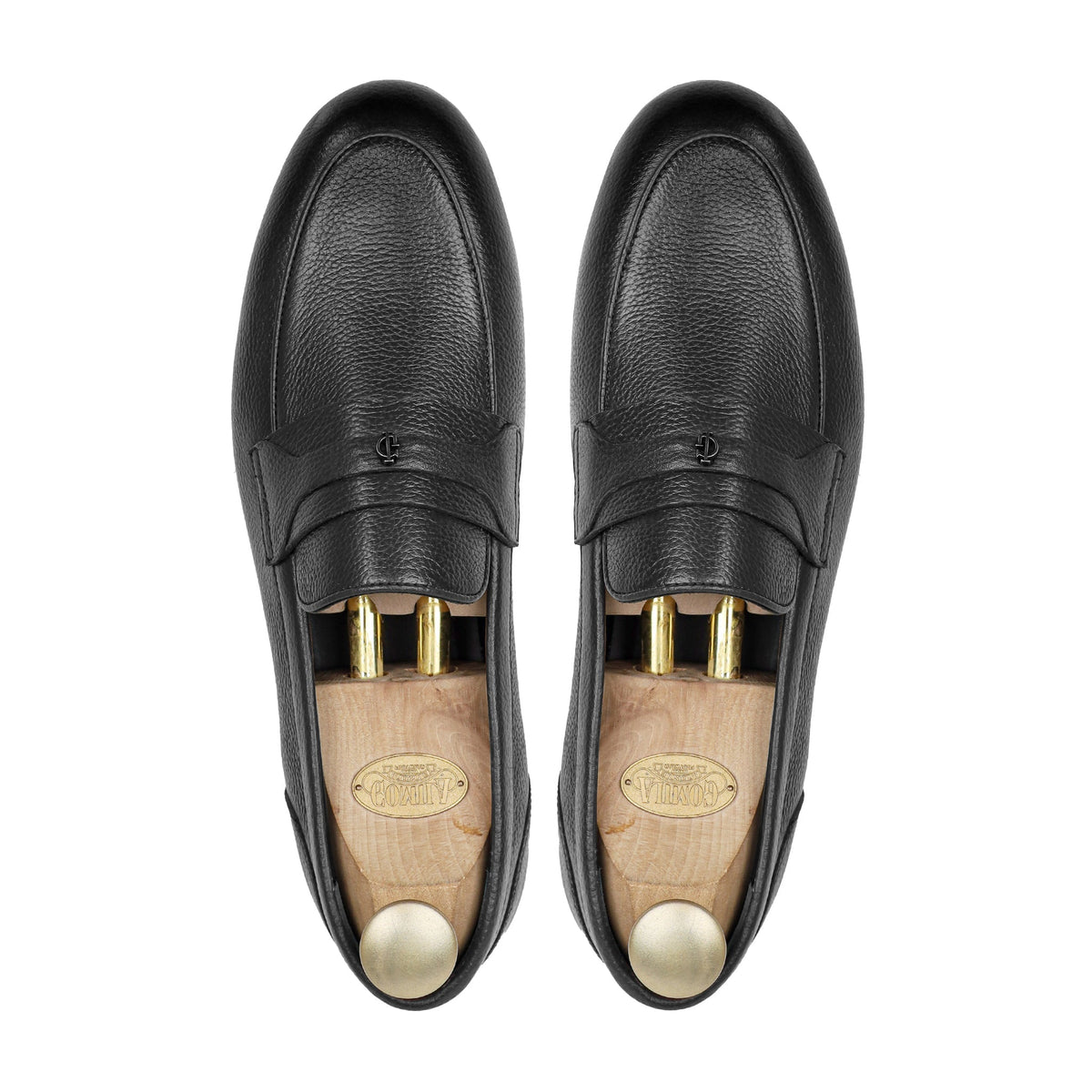Virello - Men's Black Pebble Grain  Leather Loafer