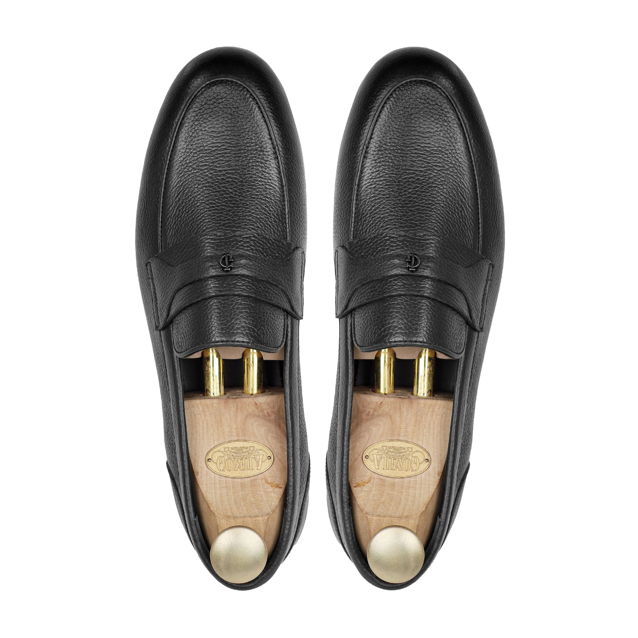 Virello - Men's Black Pebble Grain  Leather Loafer