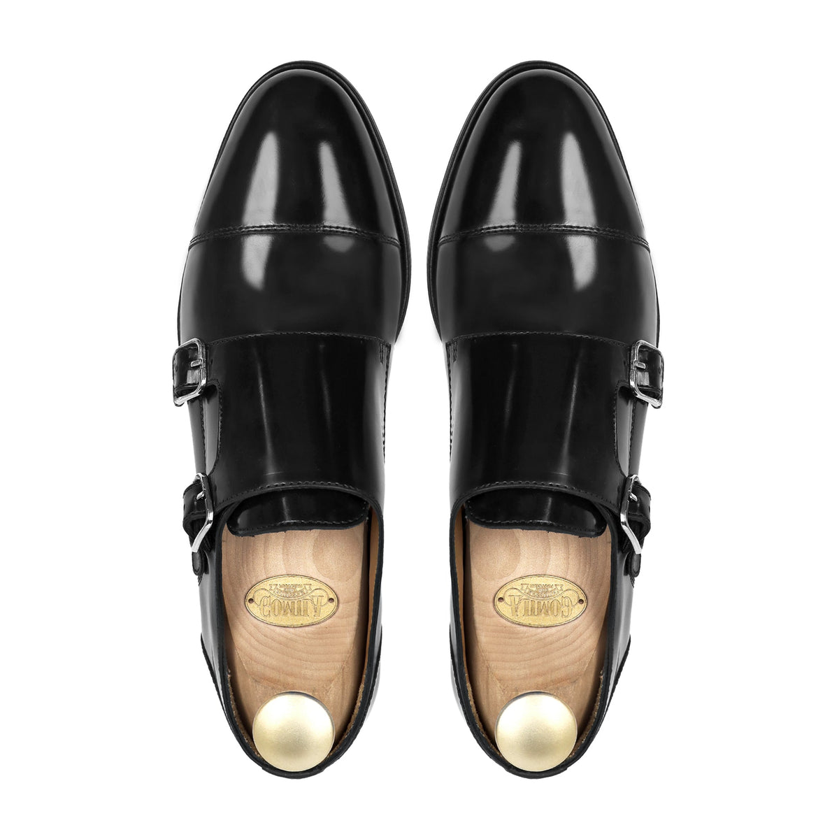 Holt - Men's Black Box Leather High Shine Double Monksrap