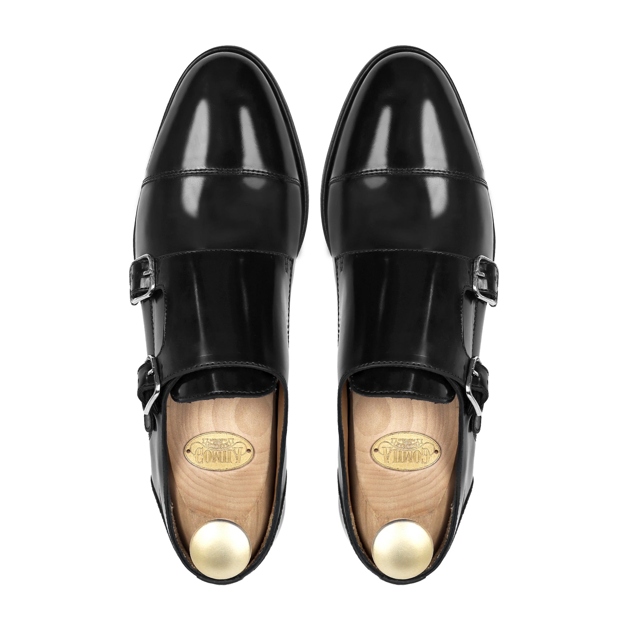 Holt - Men's Black Box Leather High Shine Double Monksrap