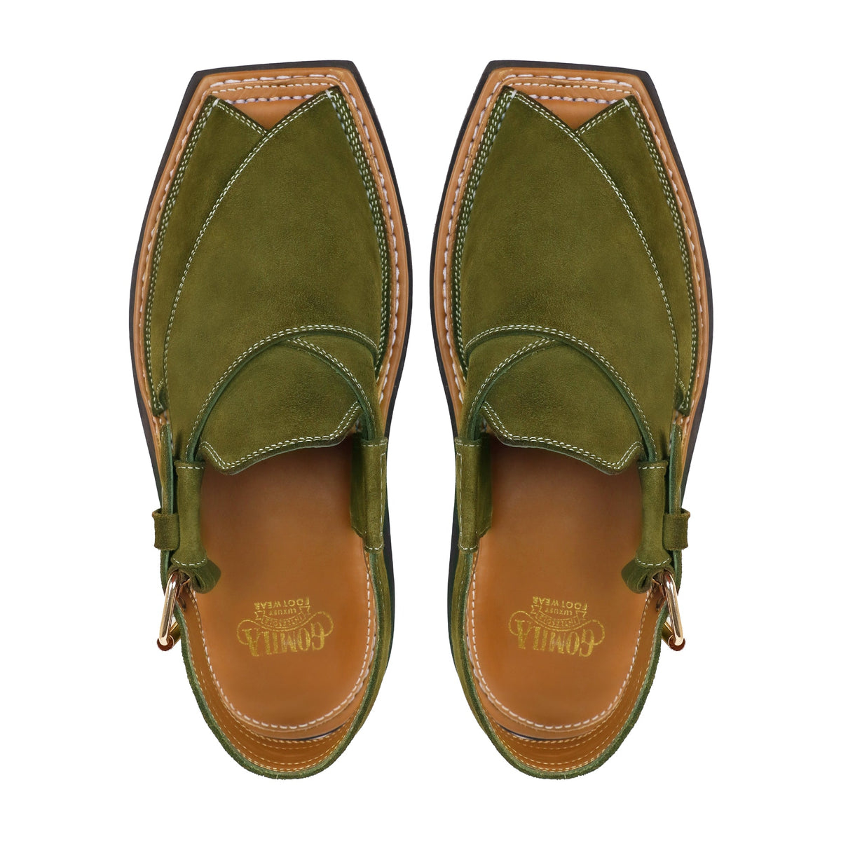 Lige - Men's Olive Green Kid Suede Sandal
