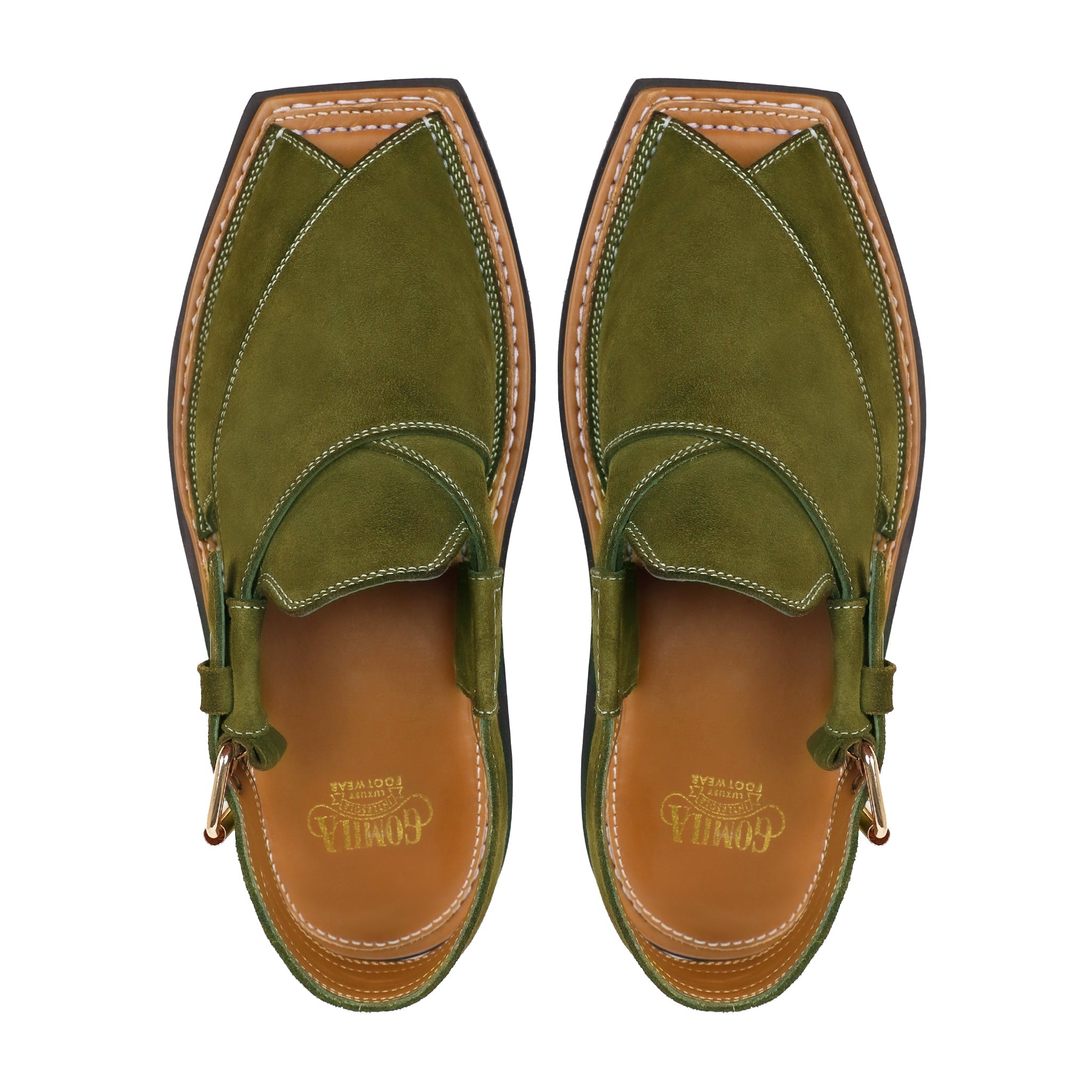 Lige - Men's Olive Green Kid Suede Sandal
