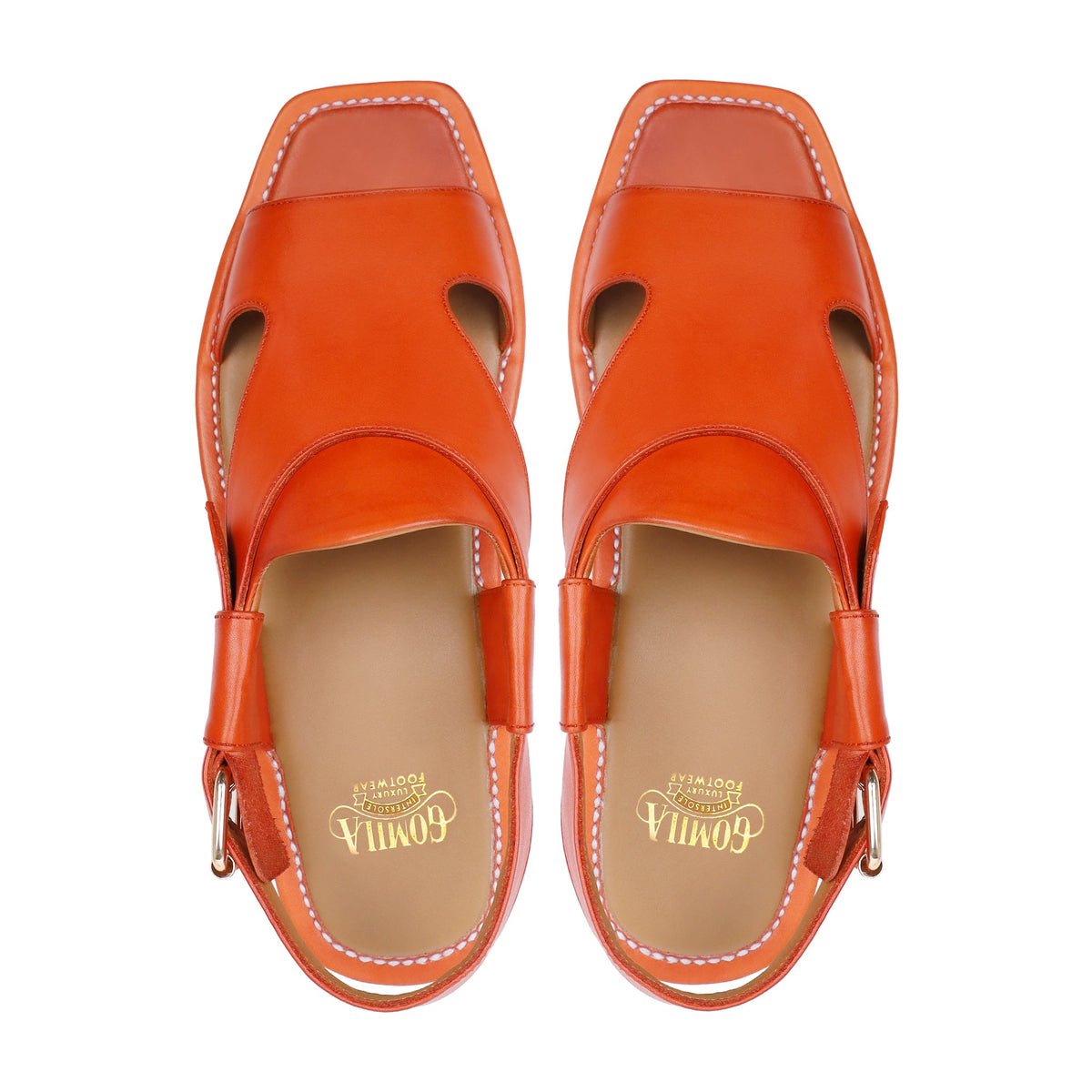 Zyra - Men's Orange Calf Leather Sandal