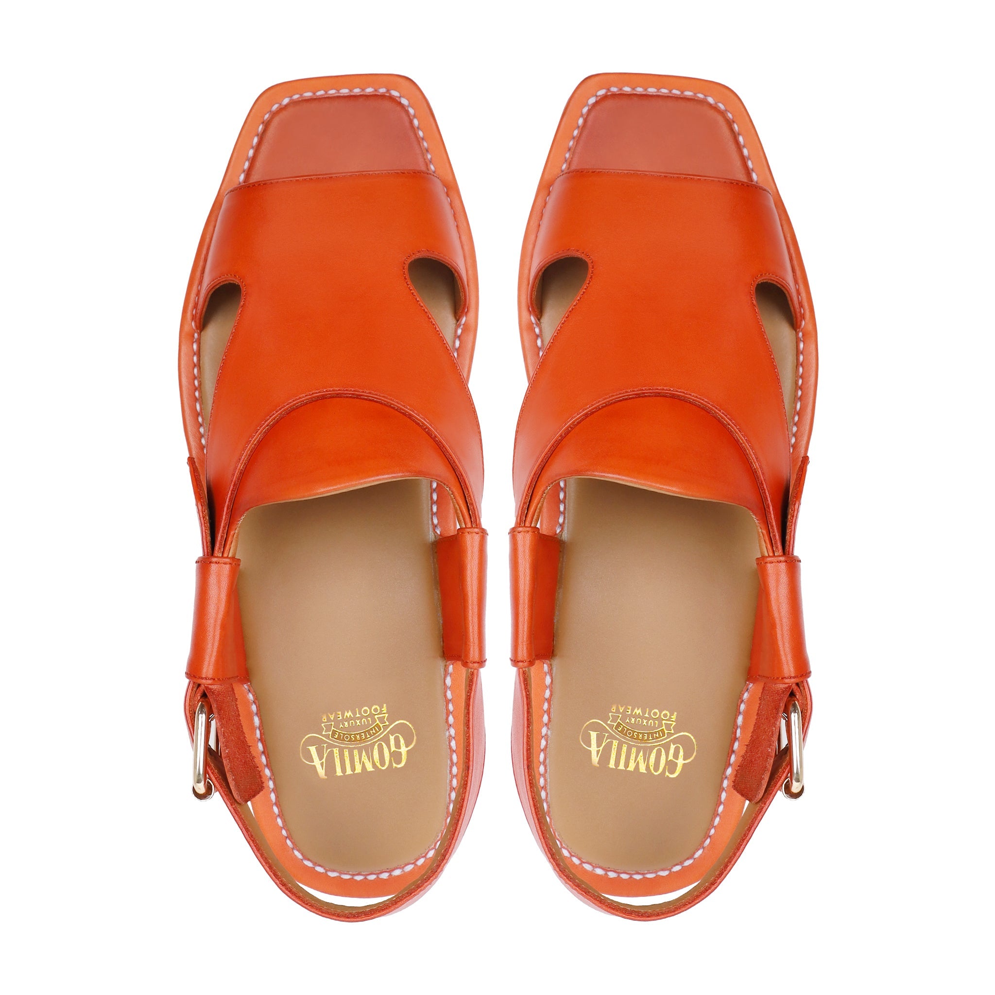 Zyra - Men's Orange Calf Leather Sandal