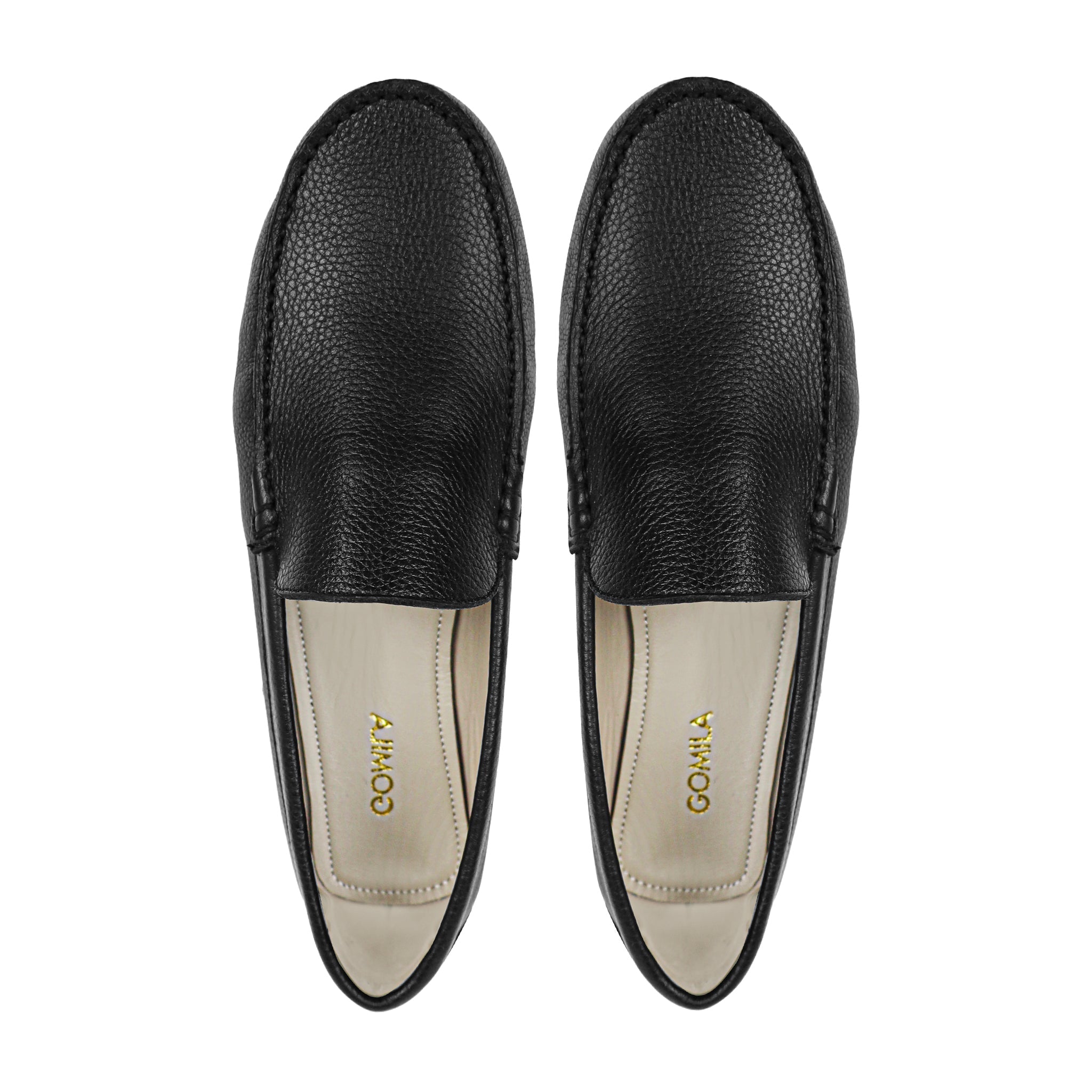 Keira - Ladies Black Pebble Grain Leather Loafer