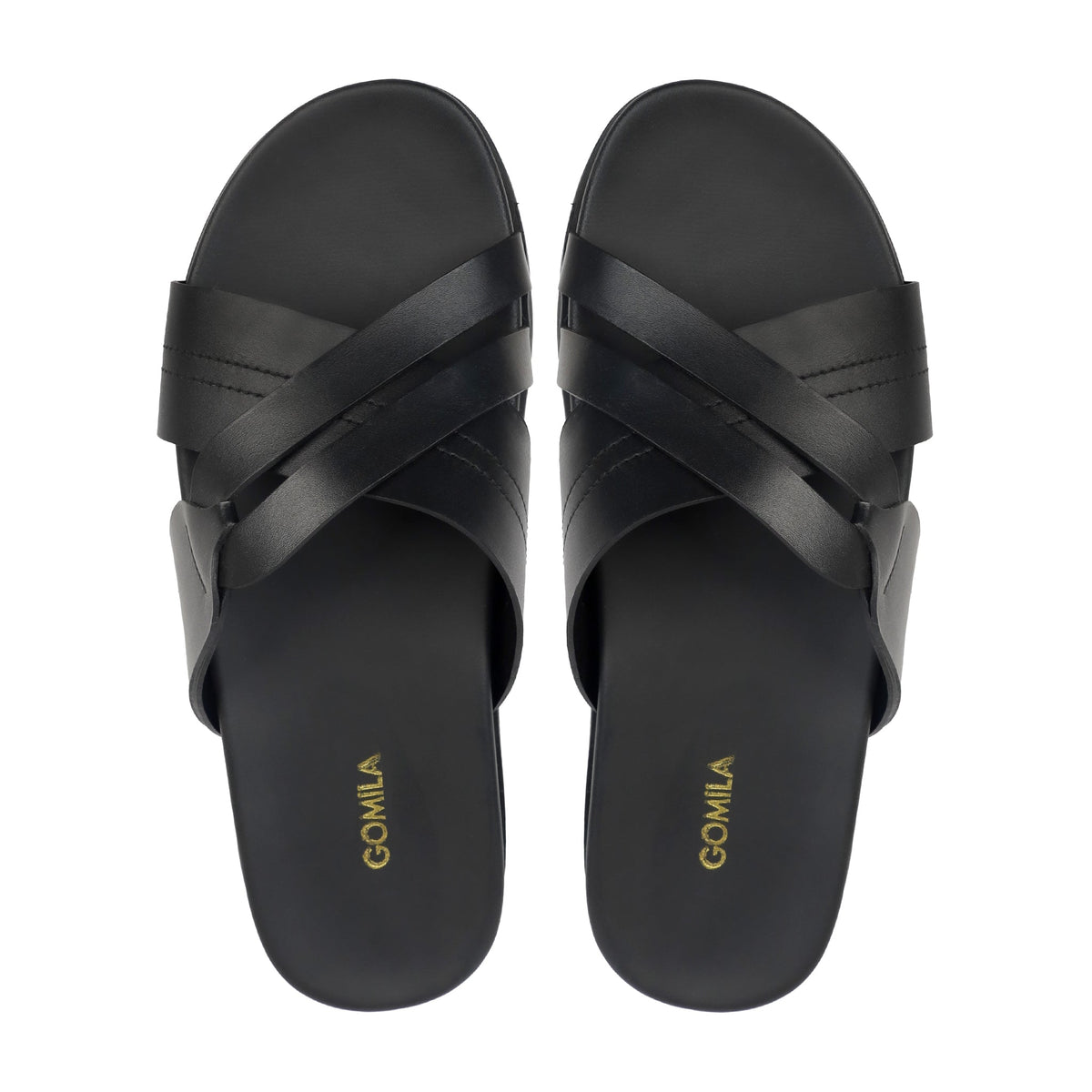 Slivoro - Men's Black Calf Leather Slipper