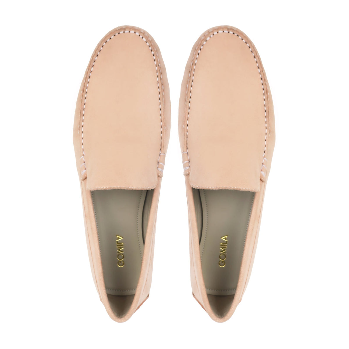 Vyla - Ladies Light Beige Split Suede Loafer