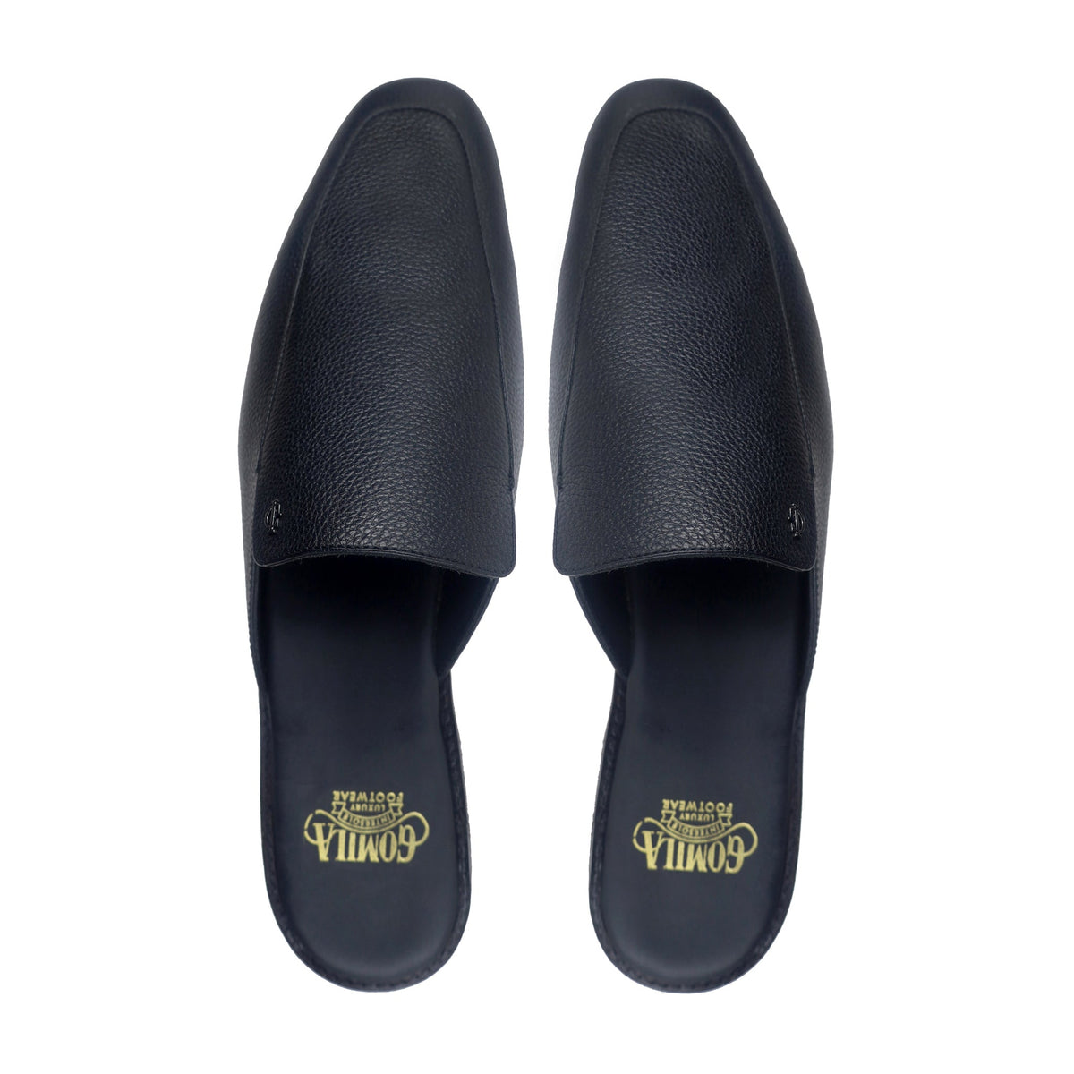 Dylan - Men's Black Pebble Grain Leather Slipper