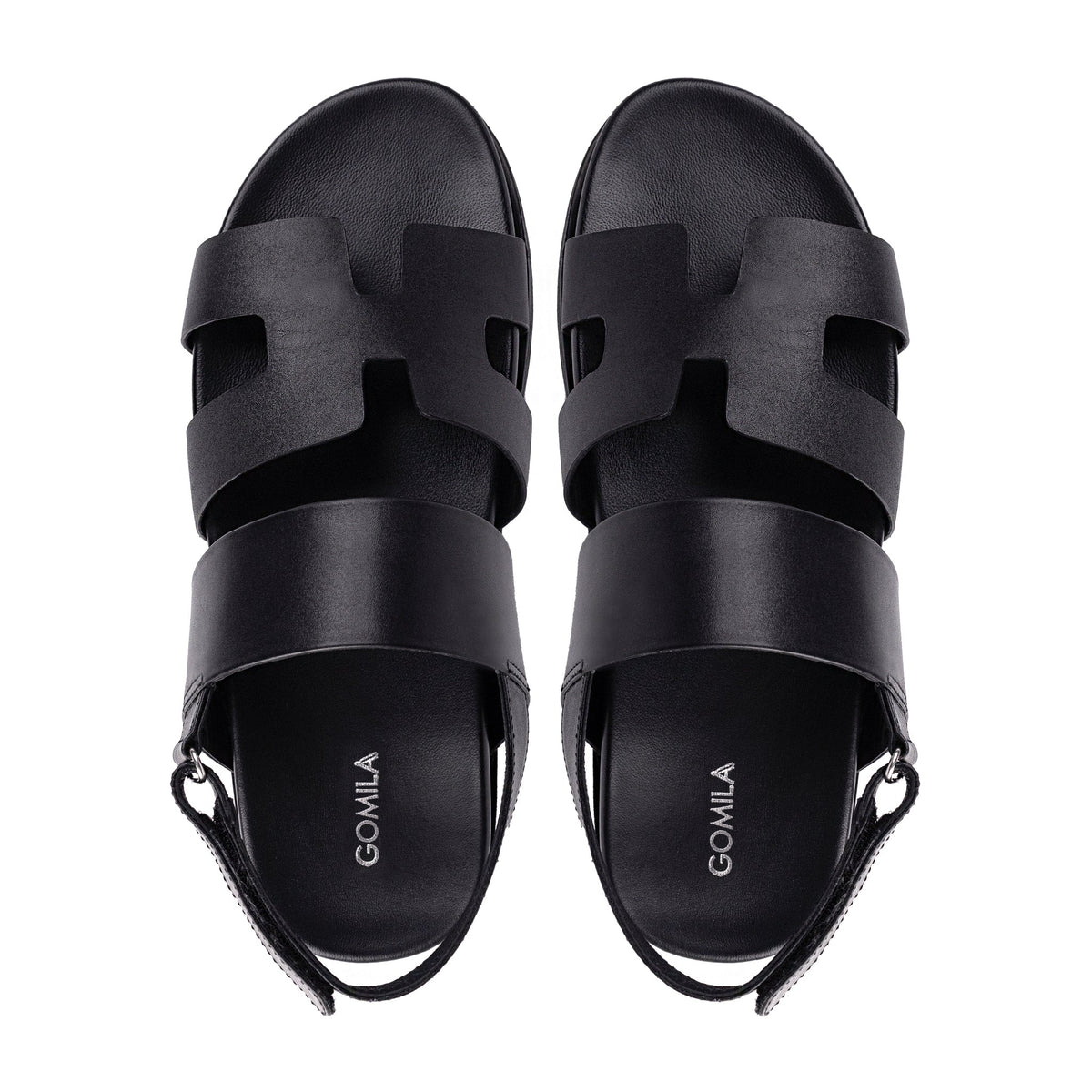Nathan - Men's Black Calf Leather Sandal