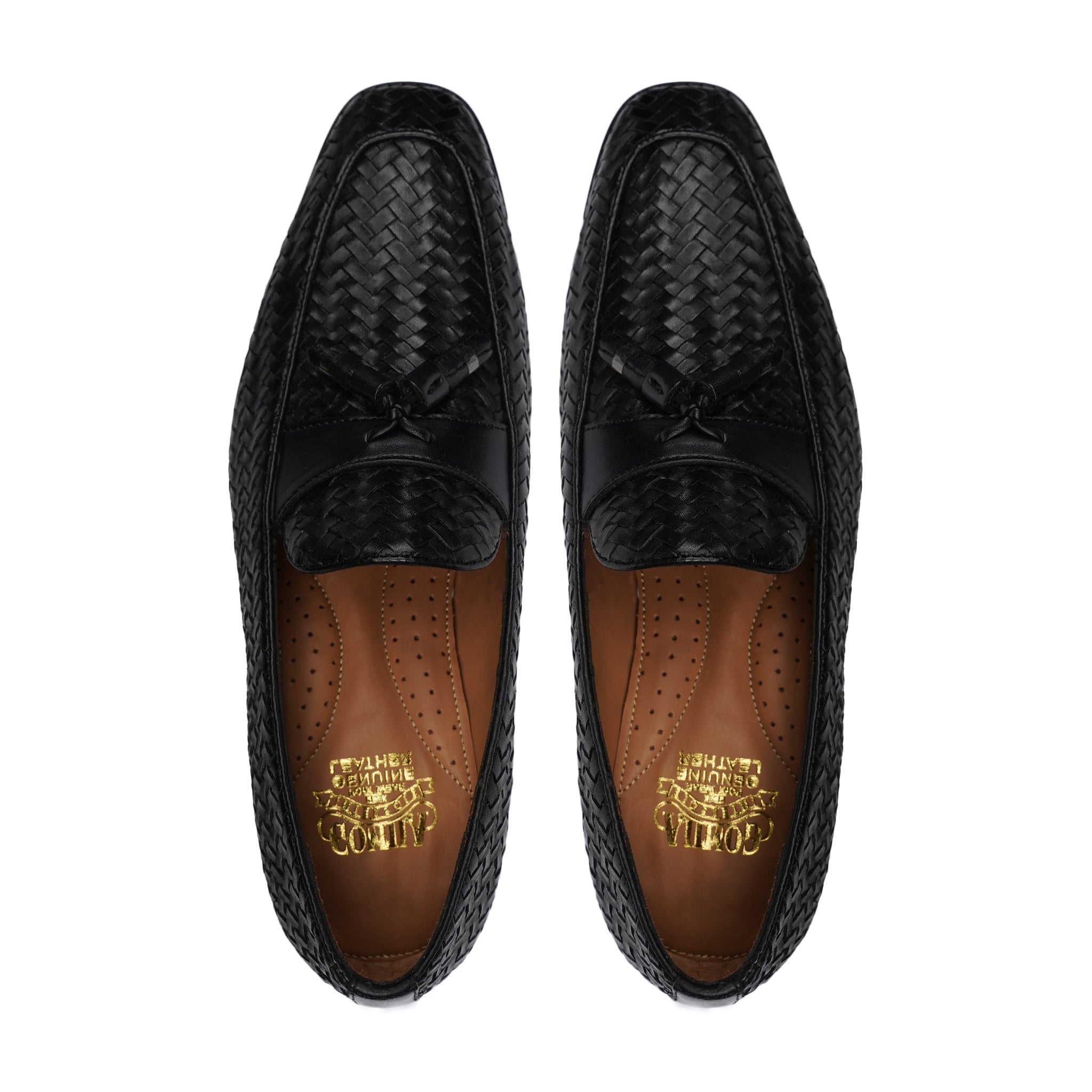 Tishna - Men's Black Hand Woven Calf Leather Loafer