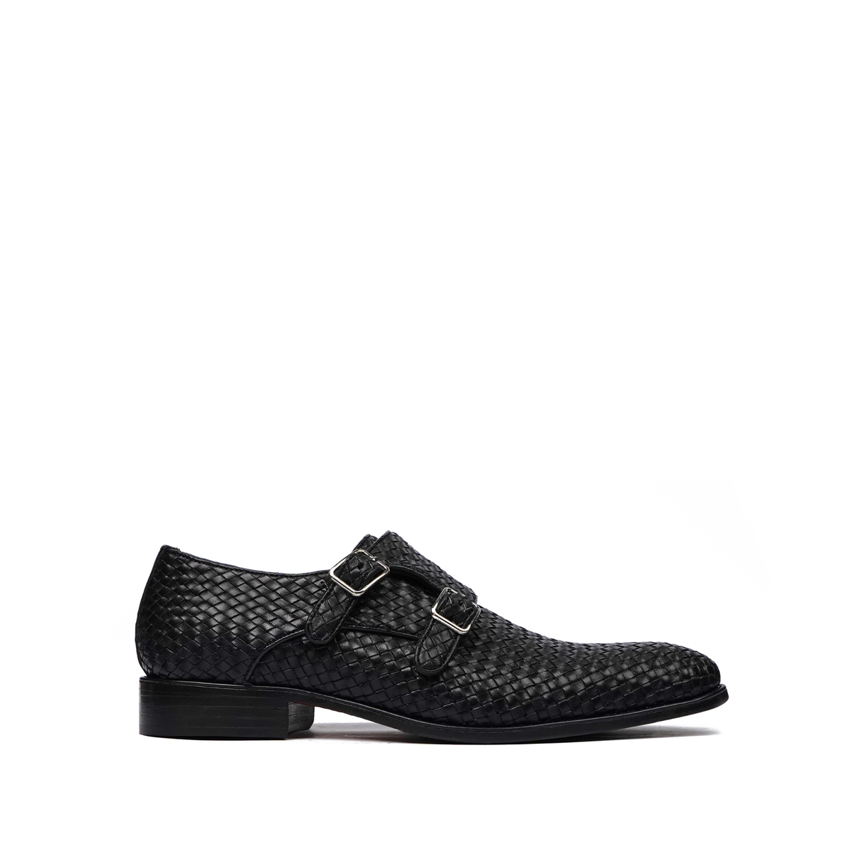 Trek - Men's Black Hand Woven Calf Leather Double Monkstrap