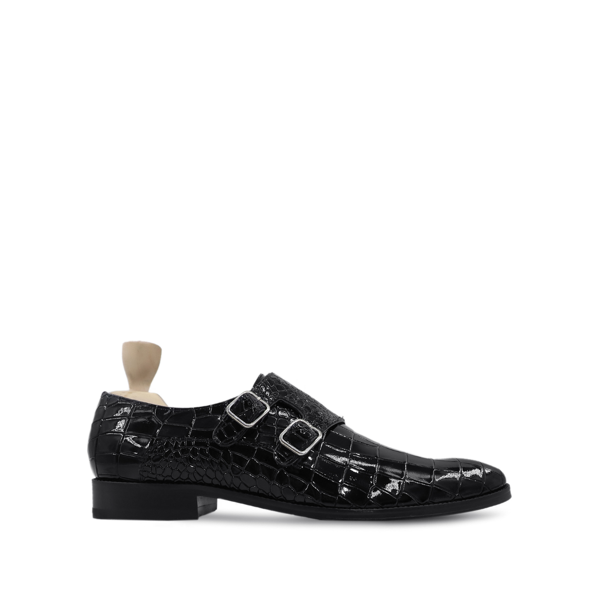 Trinity - Men's Black Patent Leather Double Monkstrap
