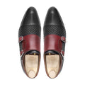 Upplands - Men's Oxblood and Black Hand Woven Calf Leather Double Monkstrap