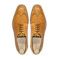Wayne - Men's Tan Calf and Hand Woven Calf Leather Derby Shoe