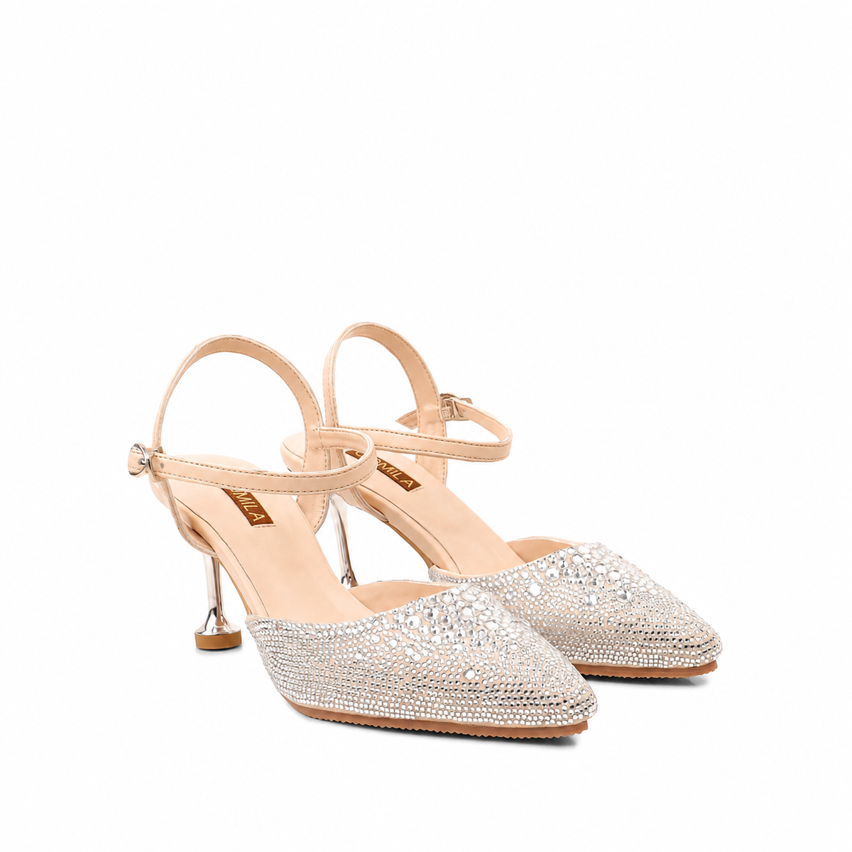 Vanessa - Women’s Champagne Rhinestone Heels