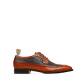 Waylon - Men's Tan Black Calf and Hand Woven Calf Leather Dery Shoe