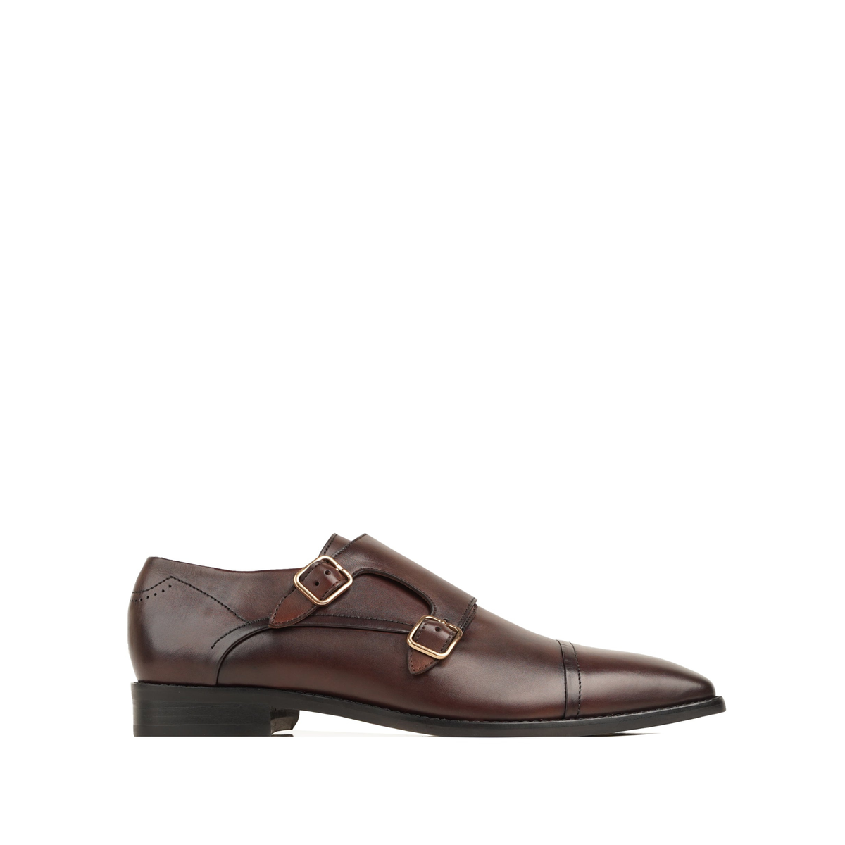 Yenz - Men's Dark Brown Calf Leather Double Monkstrap