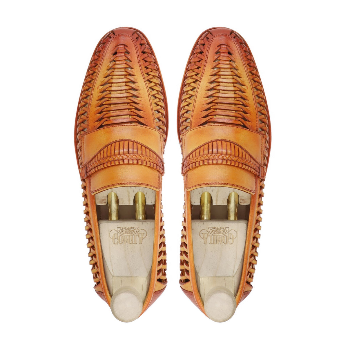 Barcelona - Men's Yellow Hand Woven Calf Leather Loafer