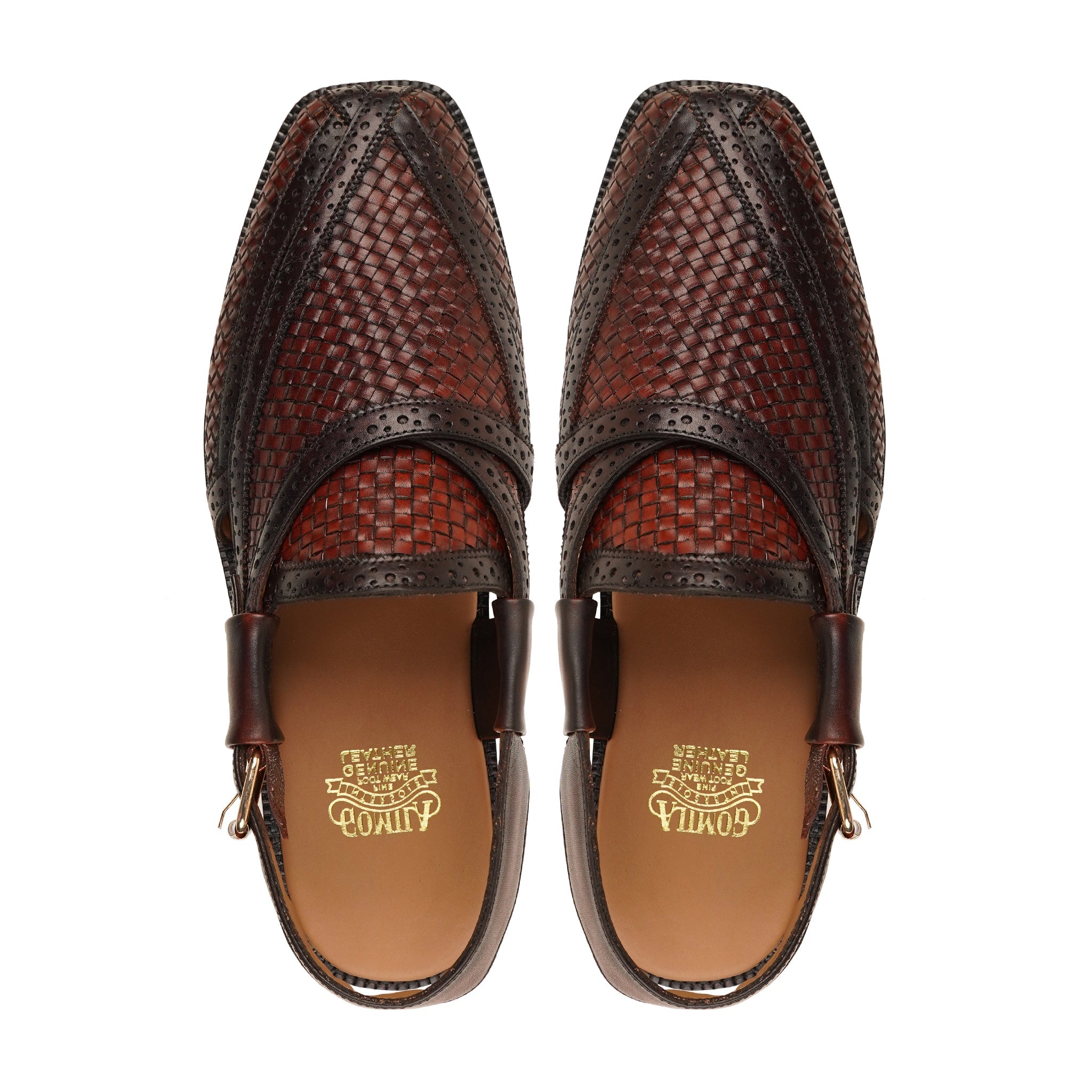 Tsheyka - Men's Reddish Brown Hand Woven Calf Leather Sandal