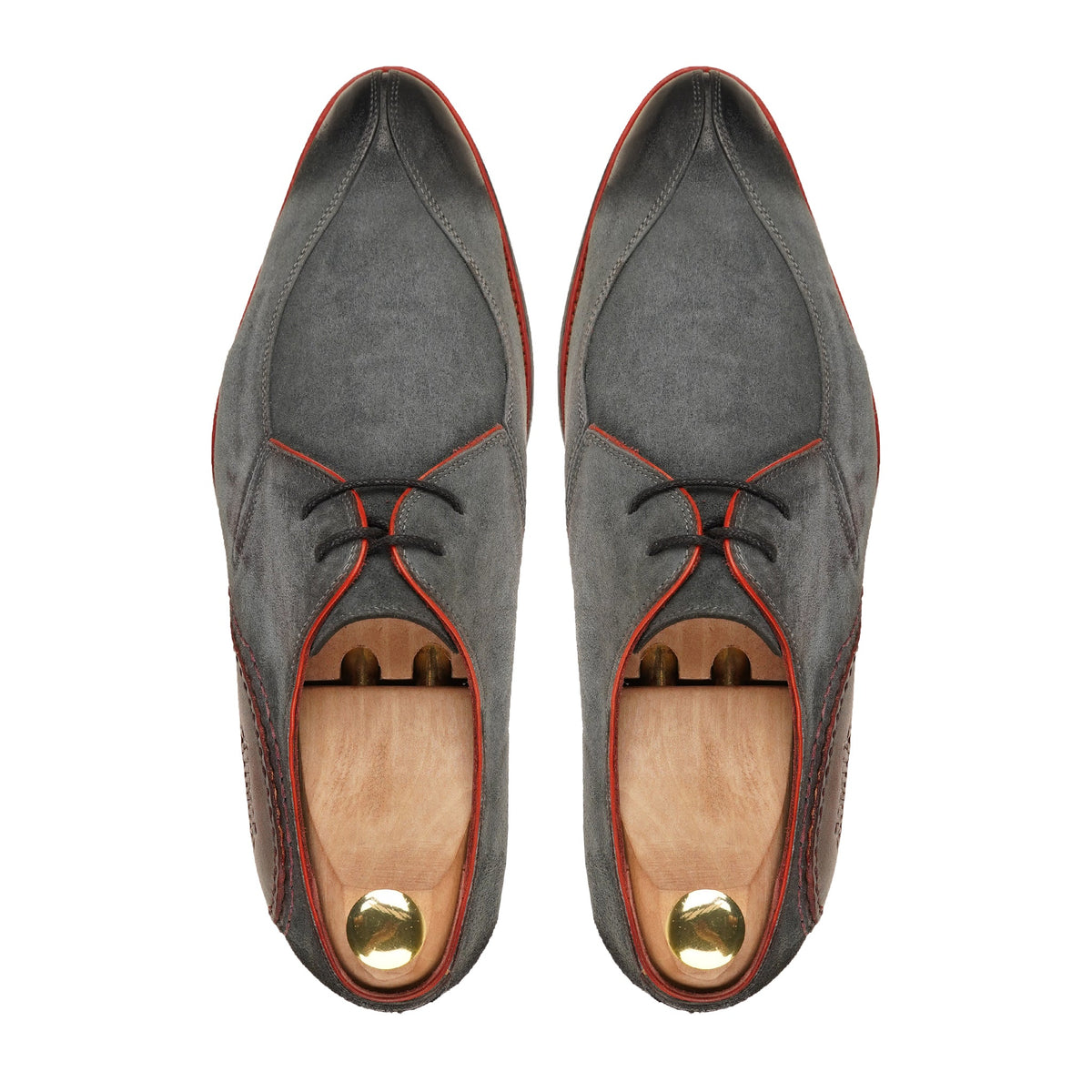 Awan - Men's Burnished Charcoal Grey Black Kid Suede Derby Shoe