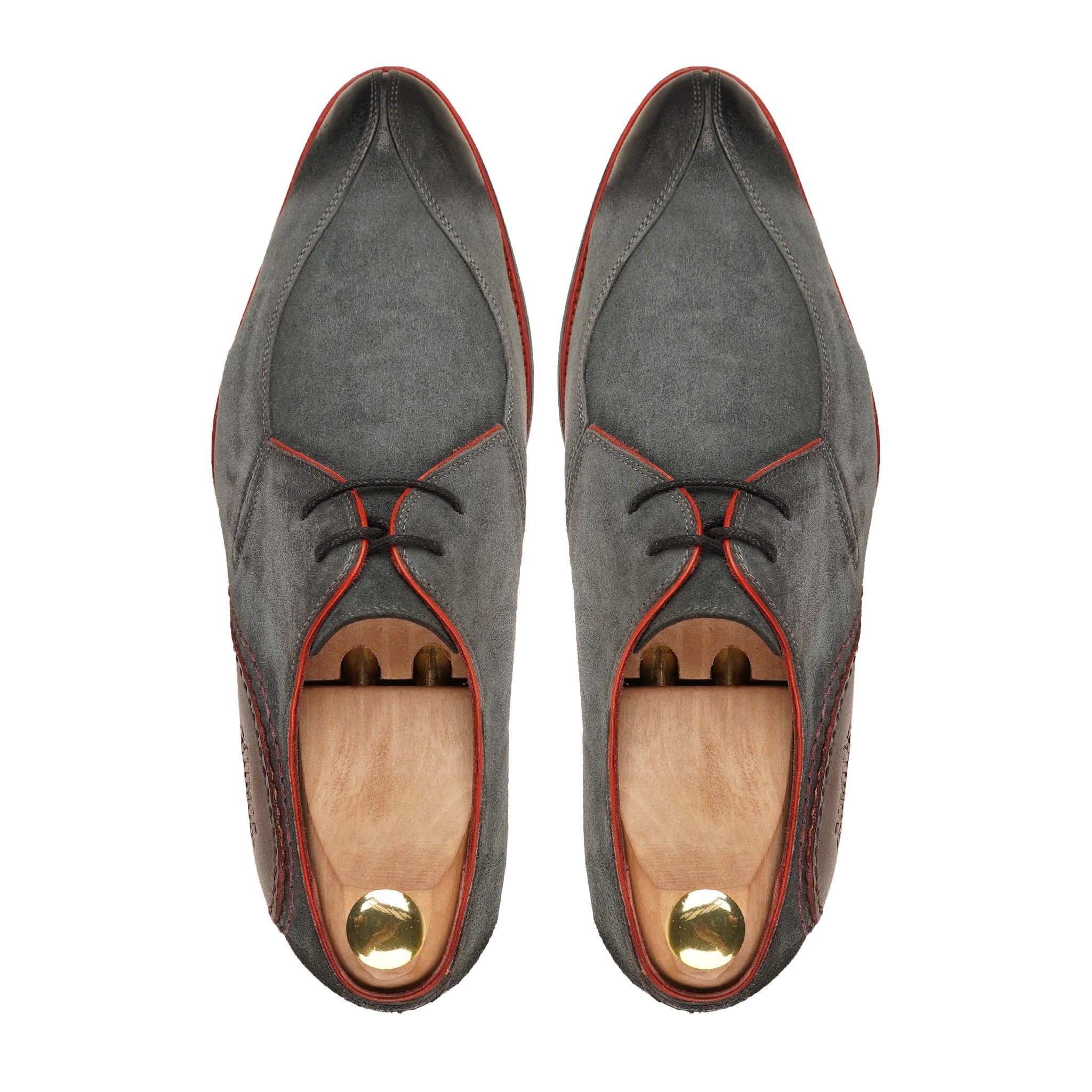 Awan - Men's Burnished Charcoal Grey Black Kid Suede Derby Shoe