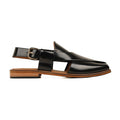 Asaka - Men's Black Box Leather High Shine Sandal
