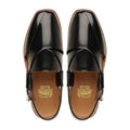 Asaka - Men's Black Box Leather High Shine Sandal