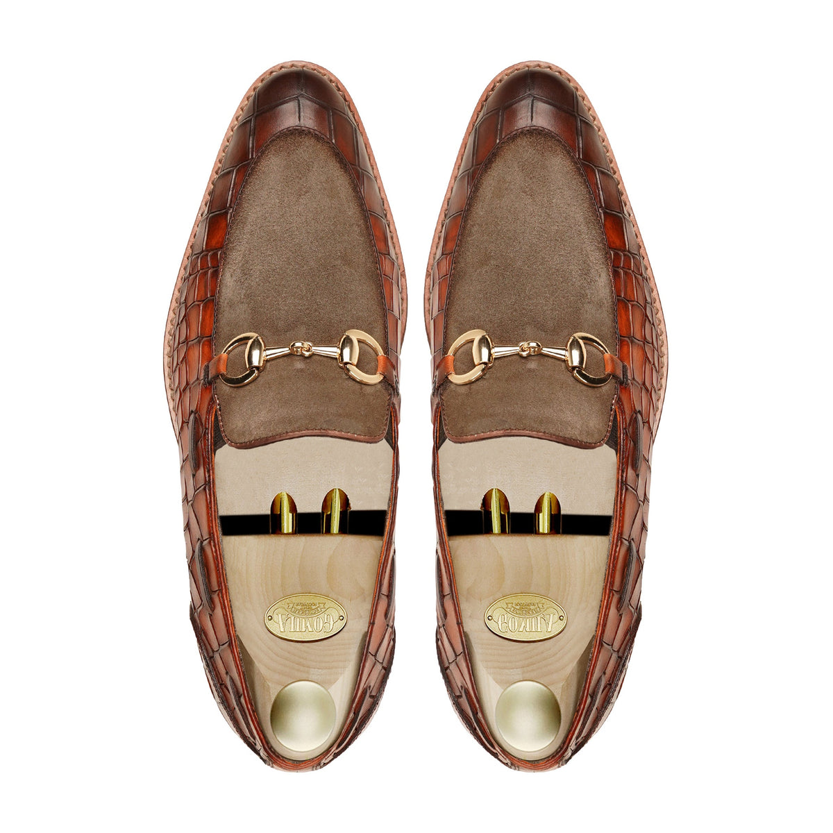 Akashi - Men's Burnished Tan and Brown Kid Suede Loafer