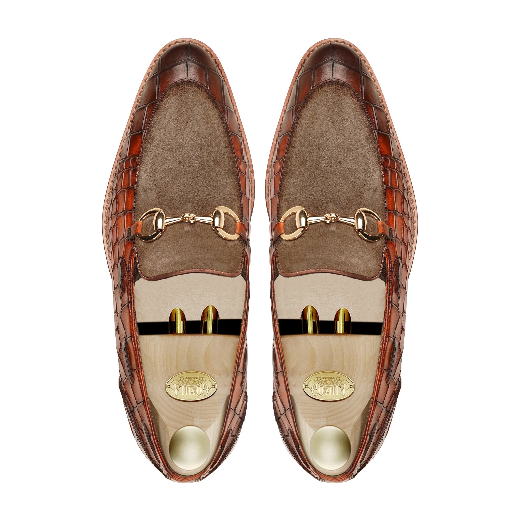 Akashi - Men's Burnished Tan and Brown Kid Suede Loafer