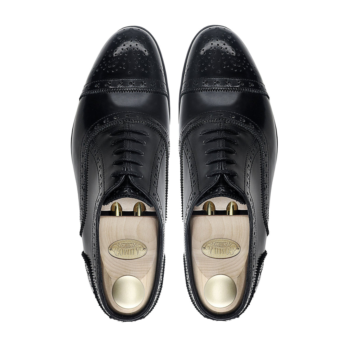 Dustin - Men's Black Box Leather High Shine Oxford Shoe