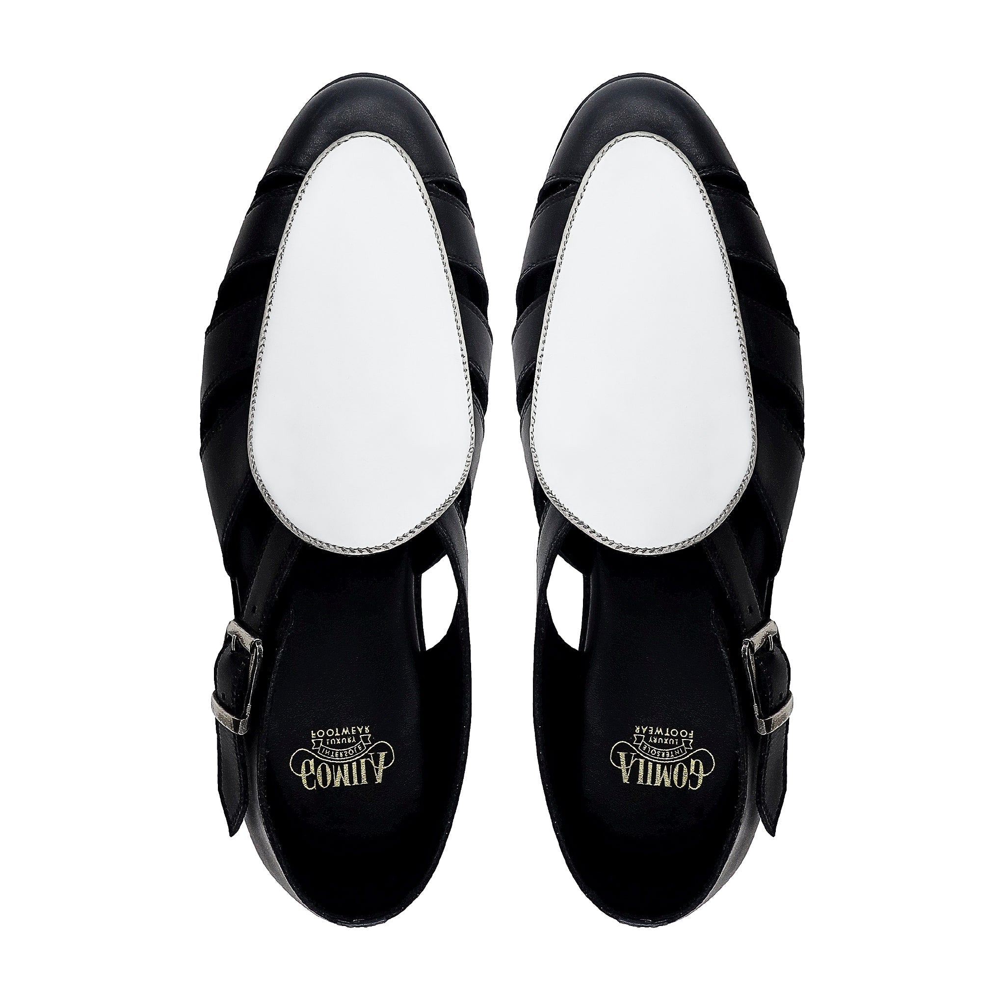 Pedri - Men's Black and White Calf Leather Sandal