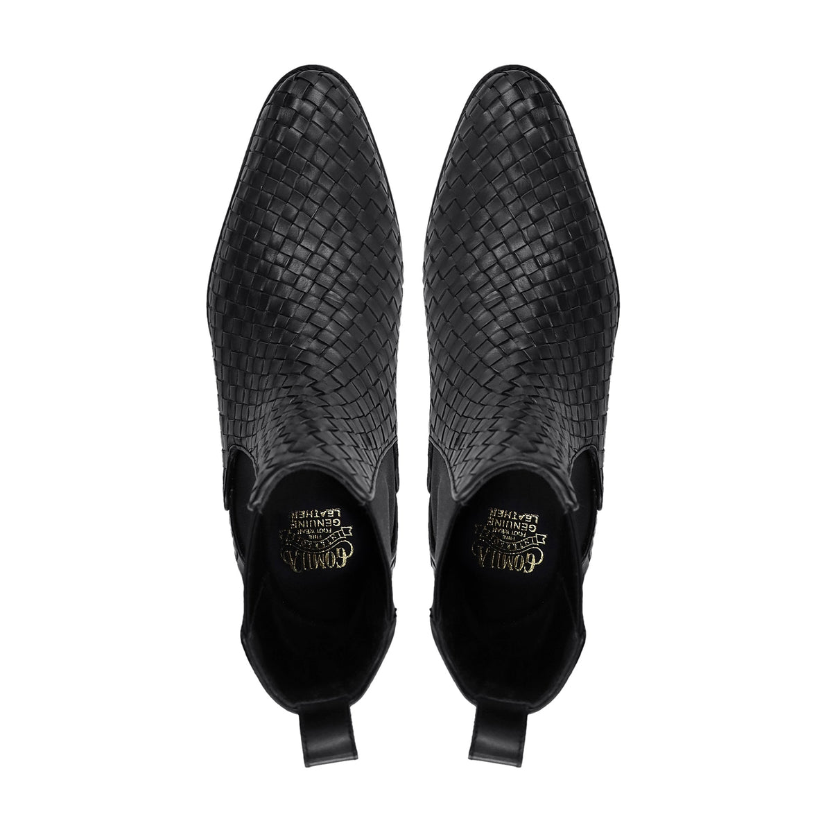 Arnez - Men's Black Hand Woven Leather Chelsea Boot
