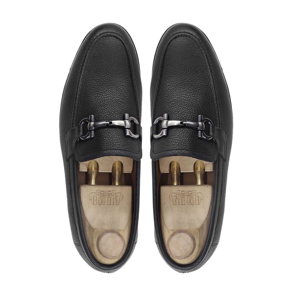 Keitaro - Men's Black Pebble Grain Leather Loafer
