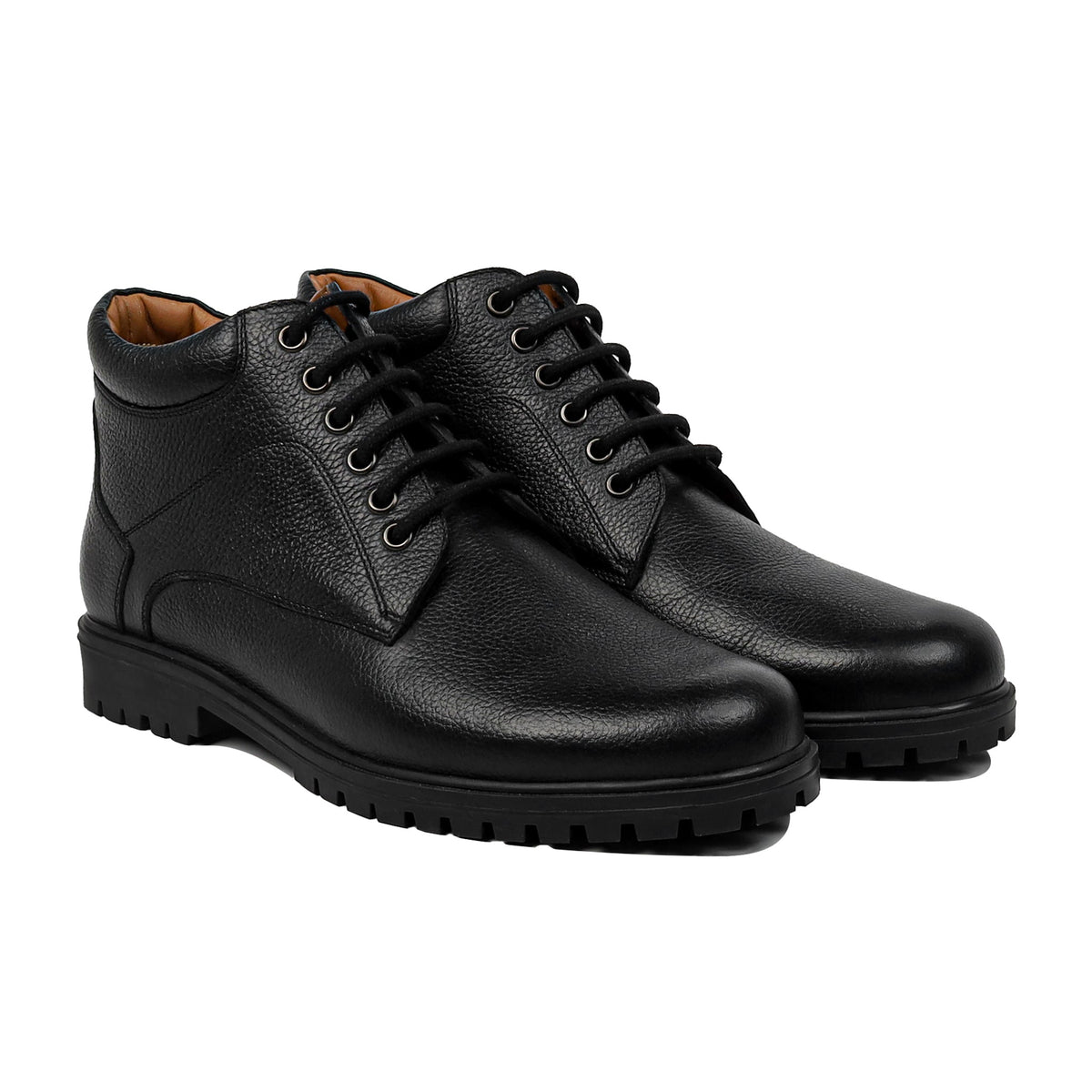 Axton - Men's Black Pebble Grain Leather Boots