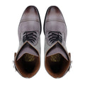 Henry - Men's Burnished Grey Calf Leather and Steel Grey Kid Suede Boot