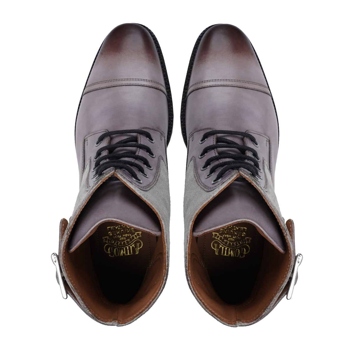Henry - Men's Burnished Grey Calf Leather and Steel Grey Kid Suede Boot