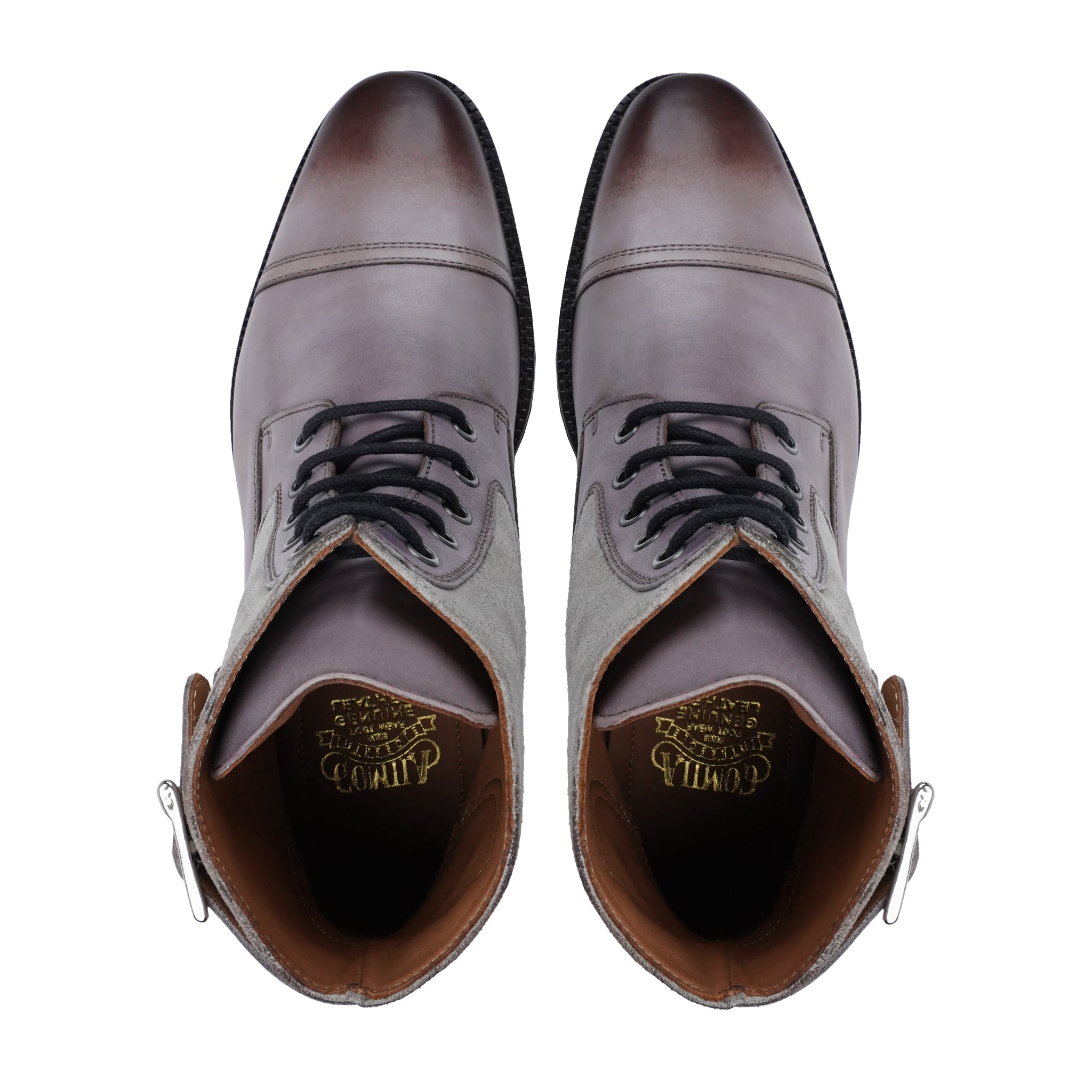 Henry - Men's Burnished Grey Calf Leather and Steel Grey Kid Suede Boot