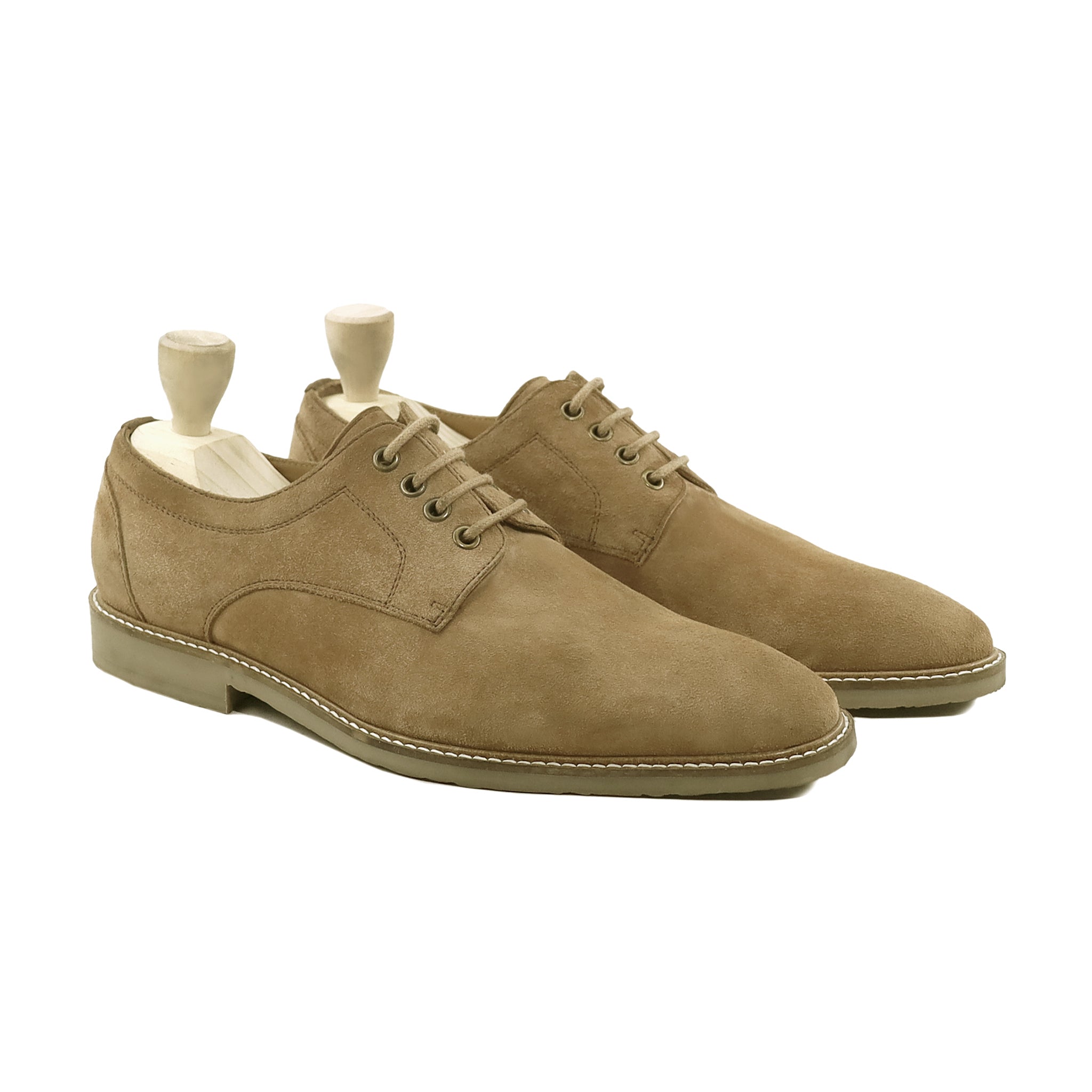 Teijo - Men's Camel Kid Suede Derby Shoe