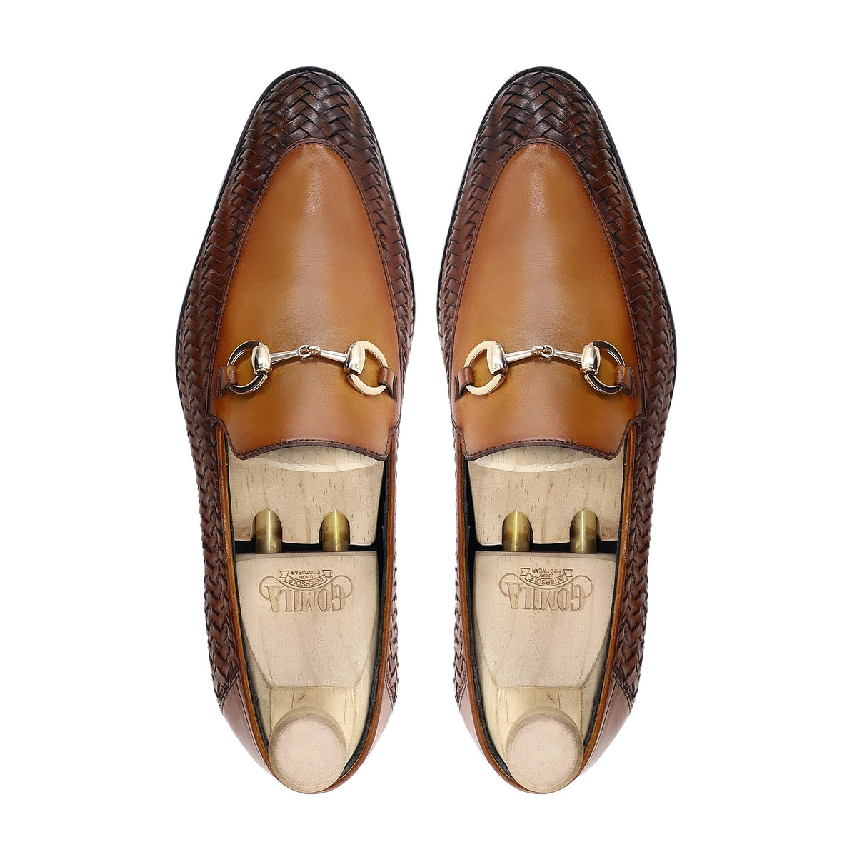 Schalke - Men's Tan Brown Calf and Hand Woven Calf Leather Loafer