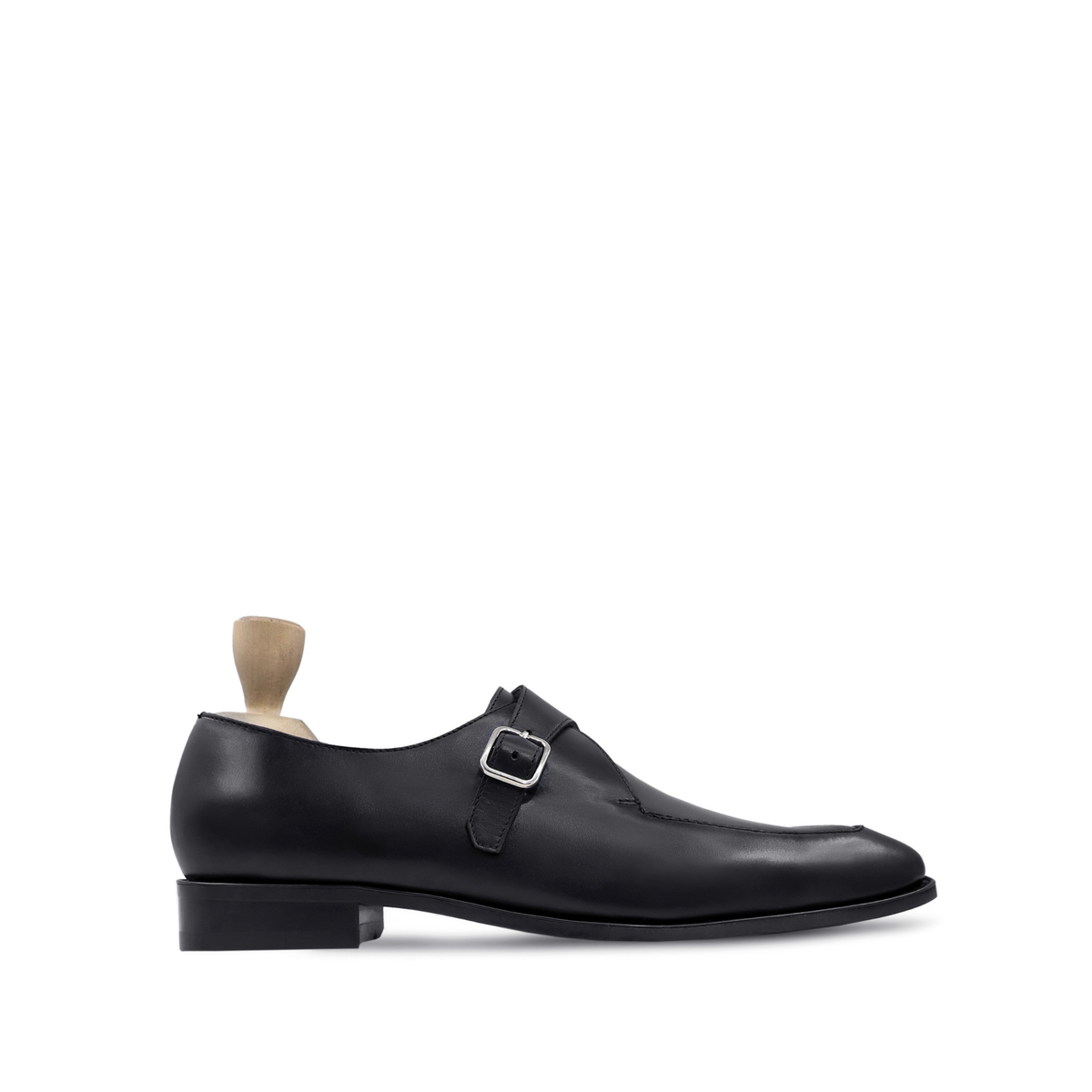 Curly - Men's Black Calf Leather Single Monkstrap