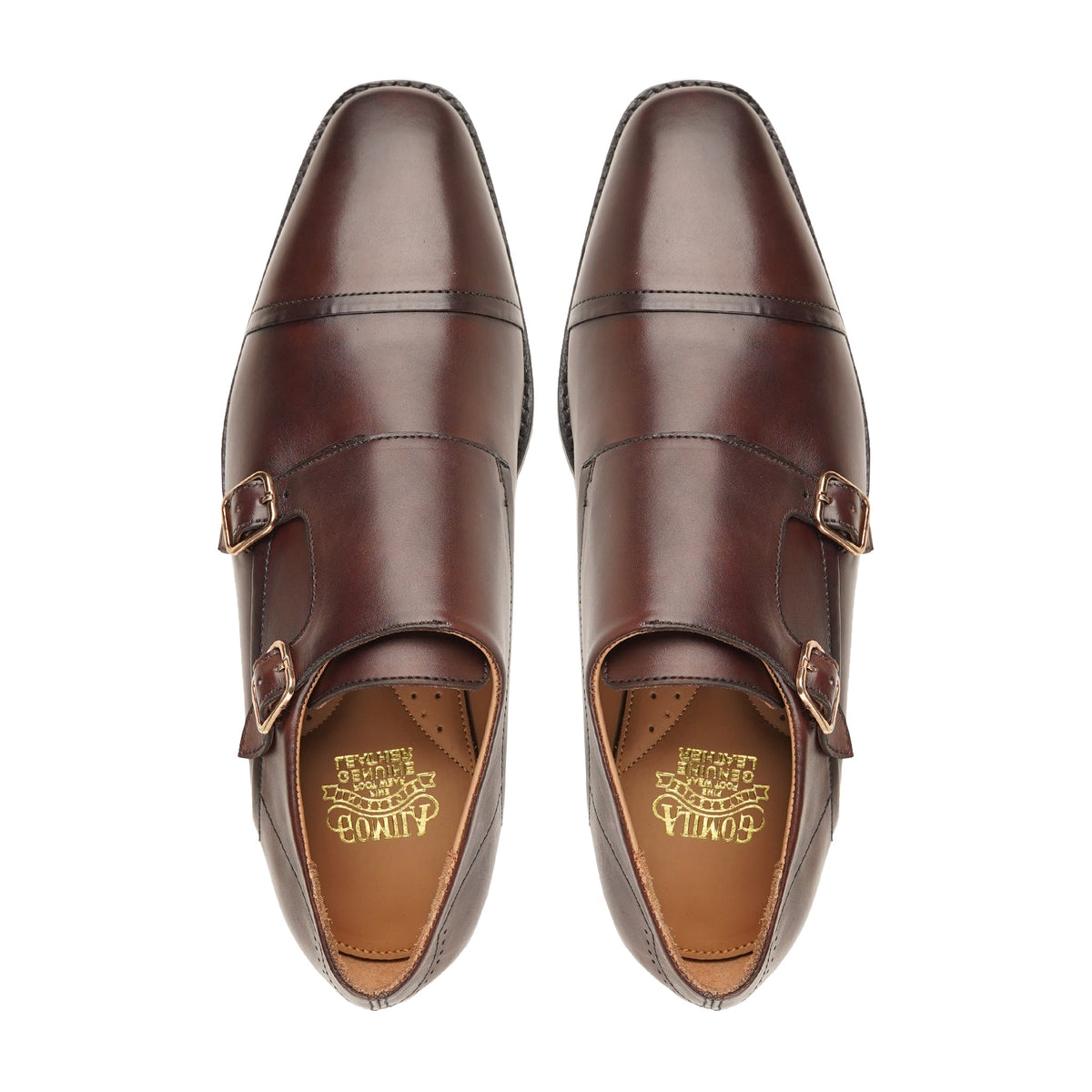 Yenz - Men's Dark Brown Calf Leather Double Monkstrap
