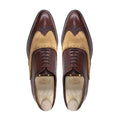 Travon - Men's Brown Calf Leather and Camel Kid Suede Oxford Shoe