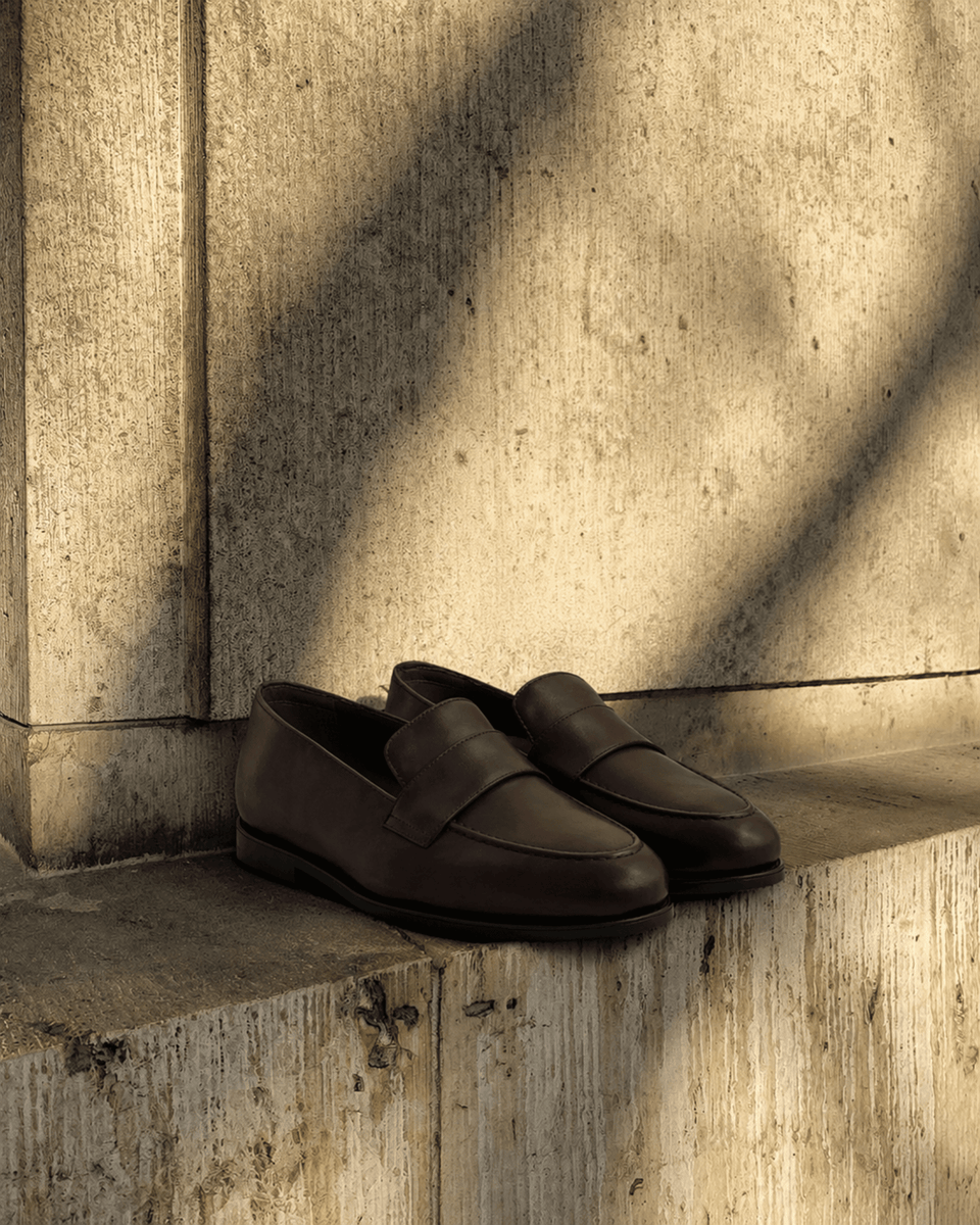 LEONA - MEN'S DARK BROWN HAND WOVEN CALF