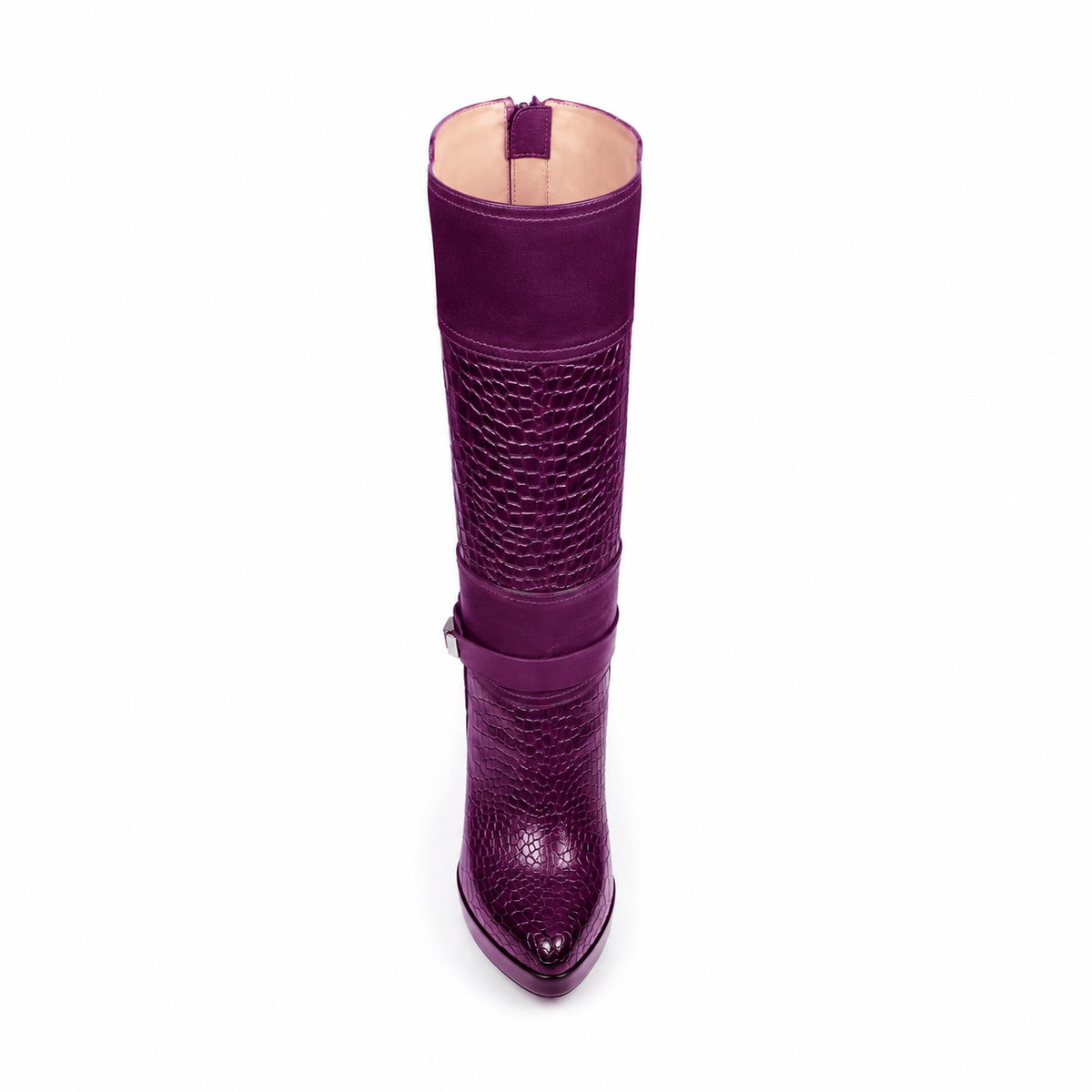 Gexo - Ladies Light Purple Calf Leather Long Boot