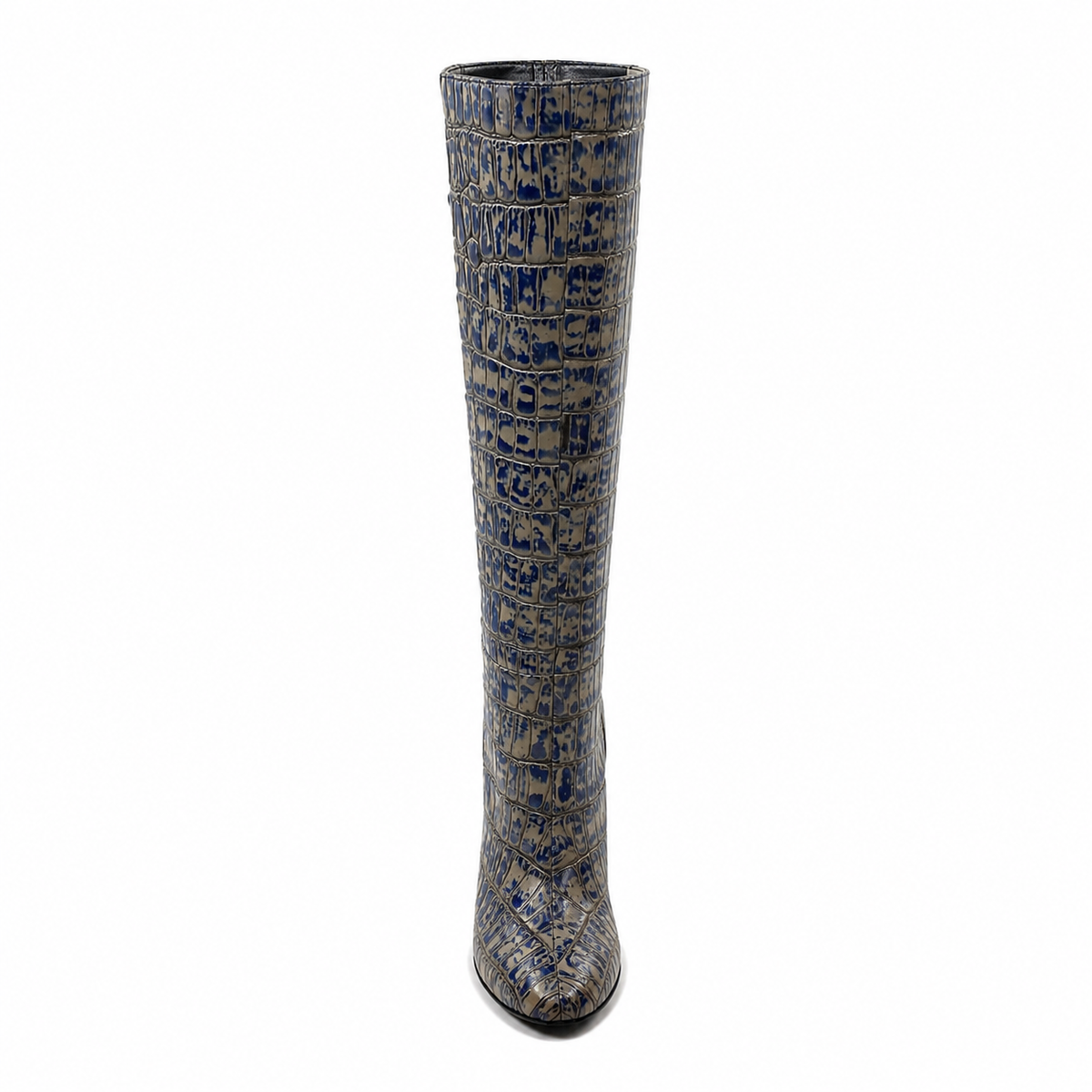 Elsie - Ladies Grey and Blue Calf Leather Long Boot
