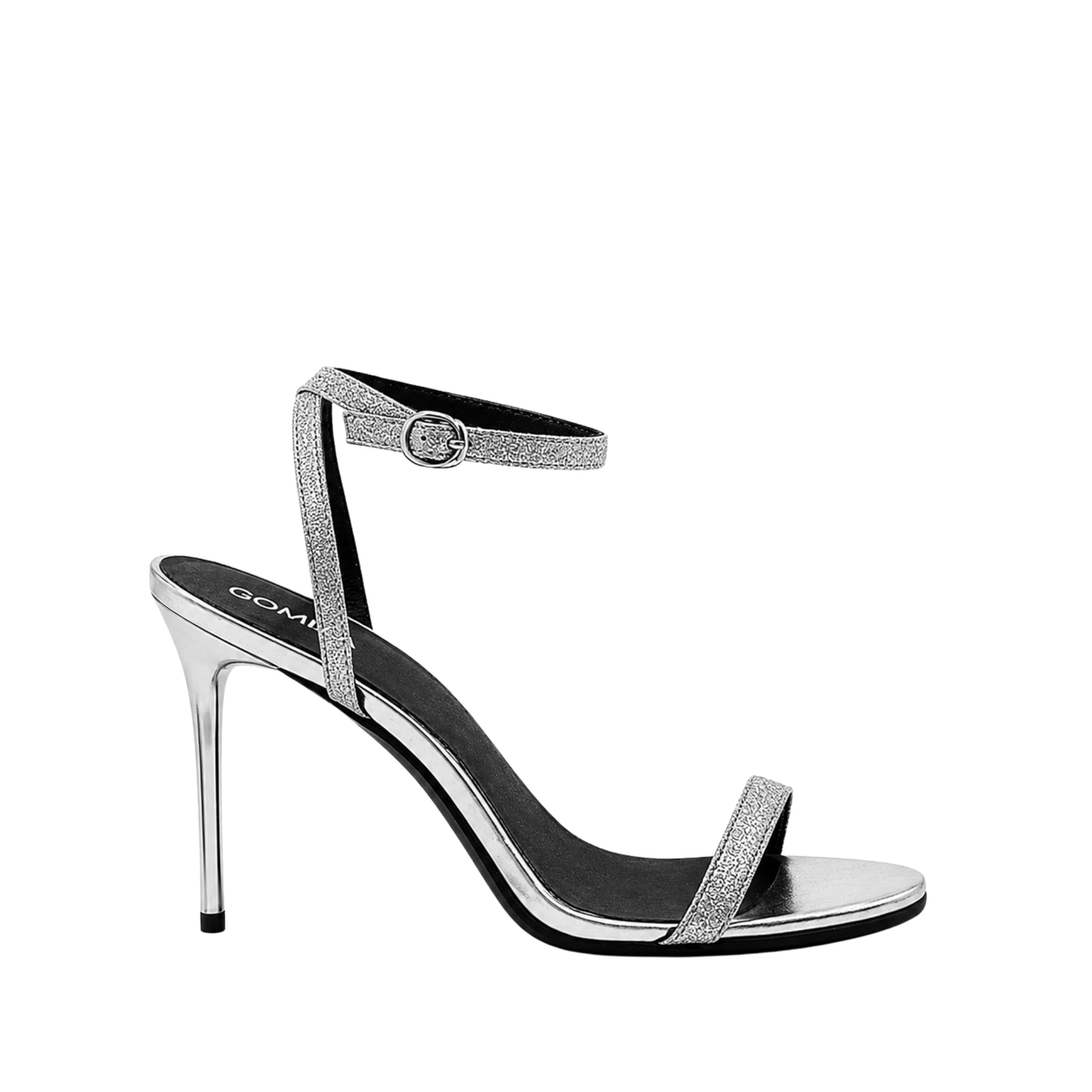 Emilia - Women's Silver Strapped 90mm Heels